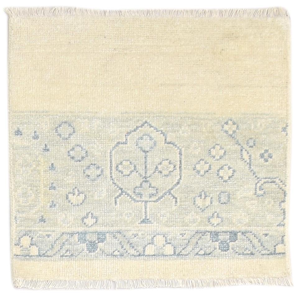 Beige Wool Silk Rug 2' X 2' Persian Hand Knotted Oushak Oriental Small Carpet   7864122081429