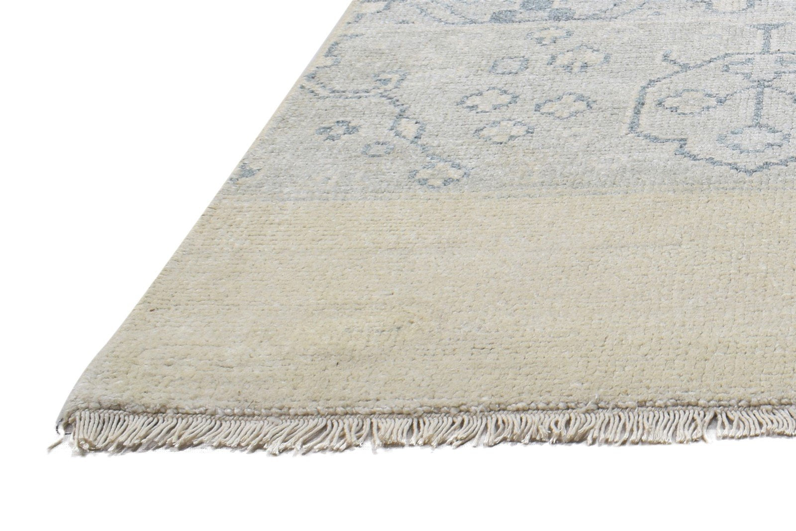 Beige Wool Silk Rug 2' X 2' Persian Hand Knotted Oushak Oriental Small Carpet   7864122081429