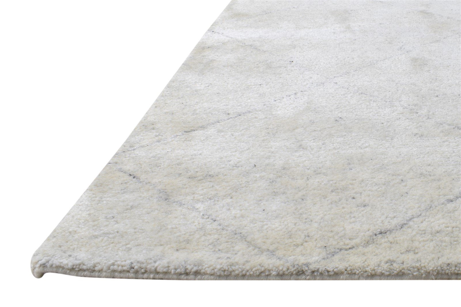 Beige Wool Silk Rug 2' X 5' Shag Hand Knotted Moroccan Diamond Small Carpet   7865143361685
