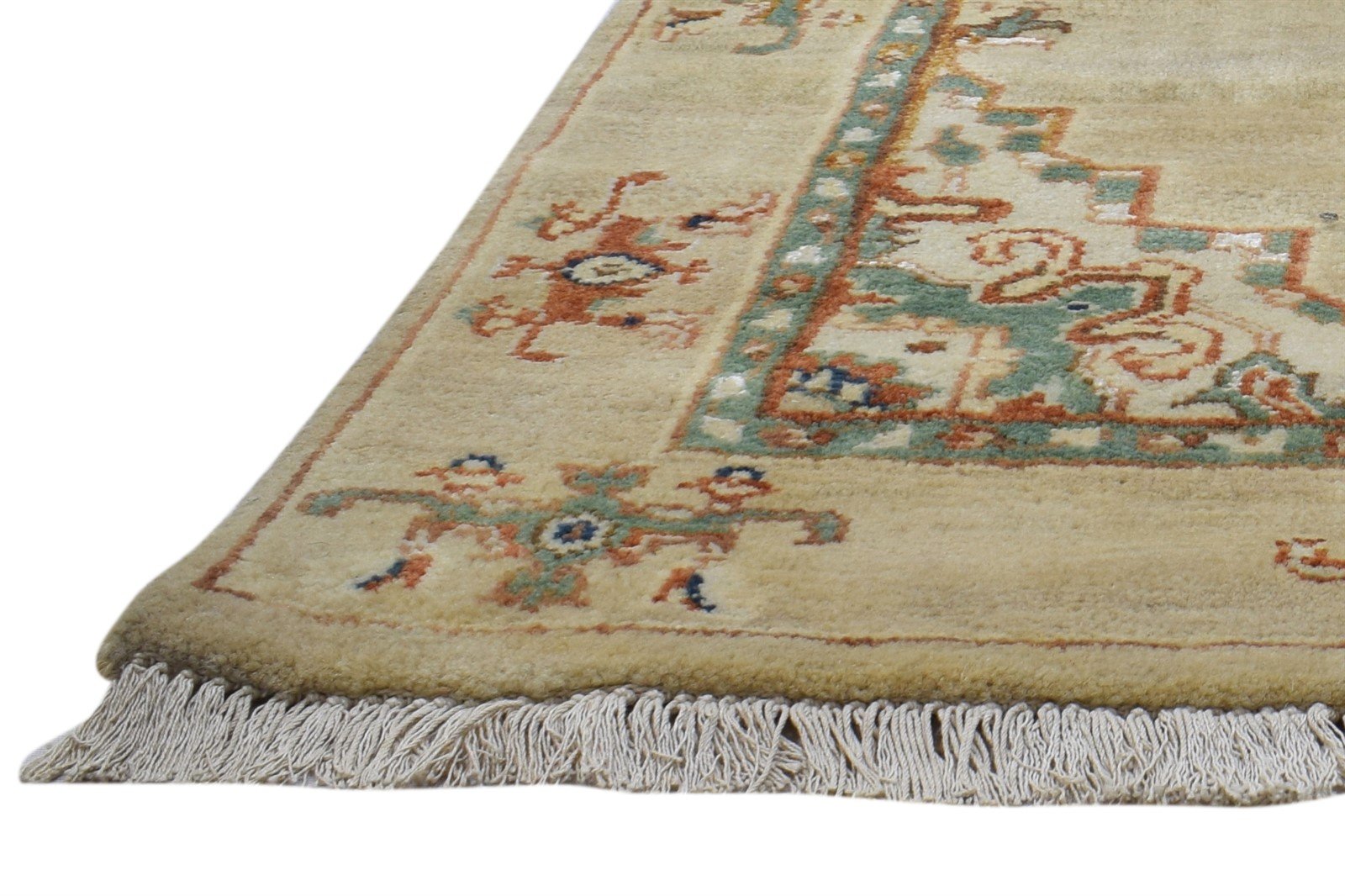 Beige Wool / Silk Rug 3' X 9' Persian Hand Knotted Oushak Oriental Small Runner   7864089116821