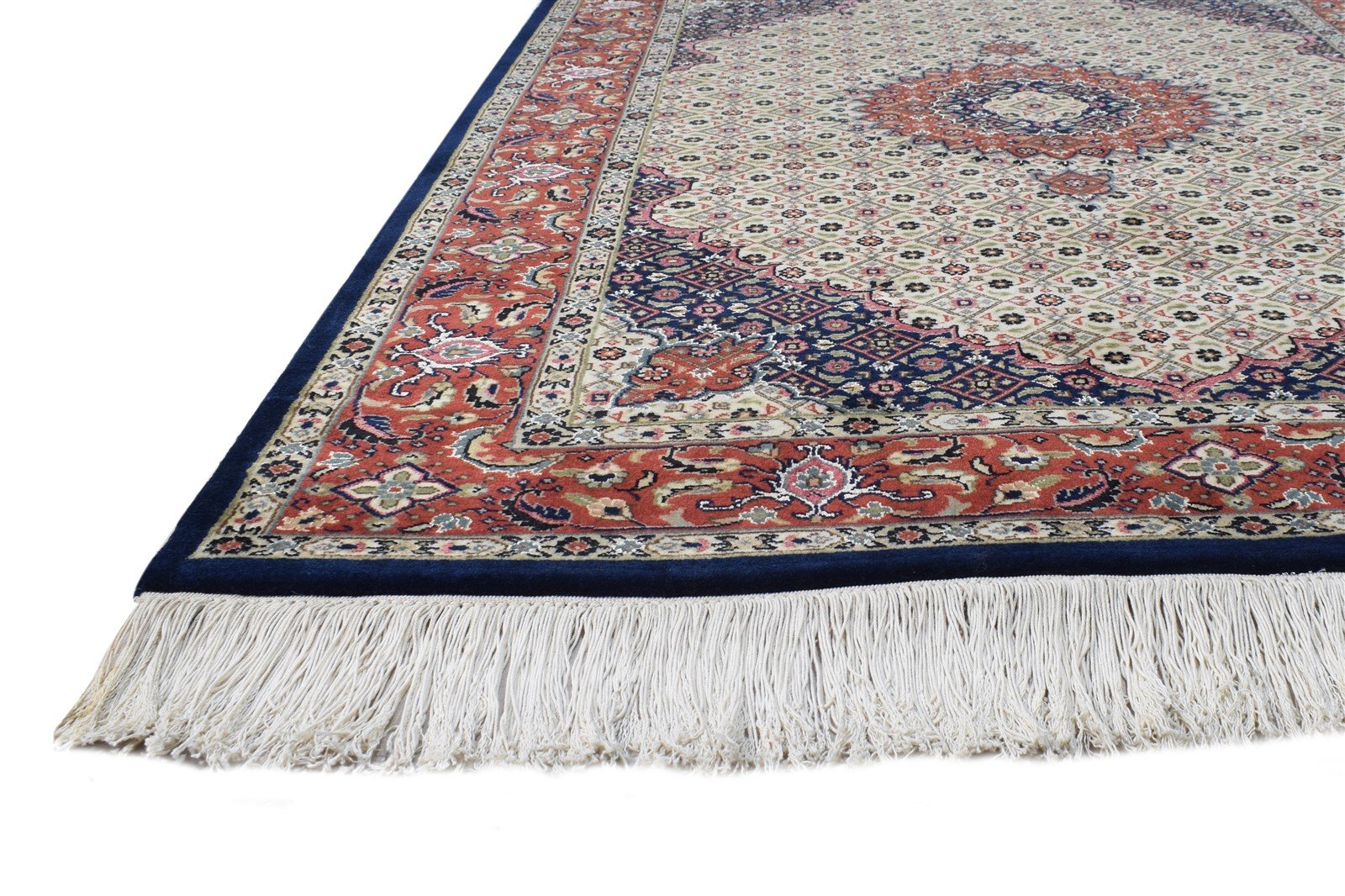 Beige Wool / Silk Rug 4X6 Persien Hand Knotted Kashan Oriental Room Size Carpet   7865129402517
