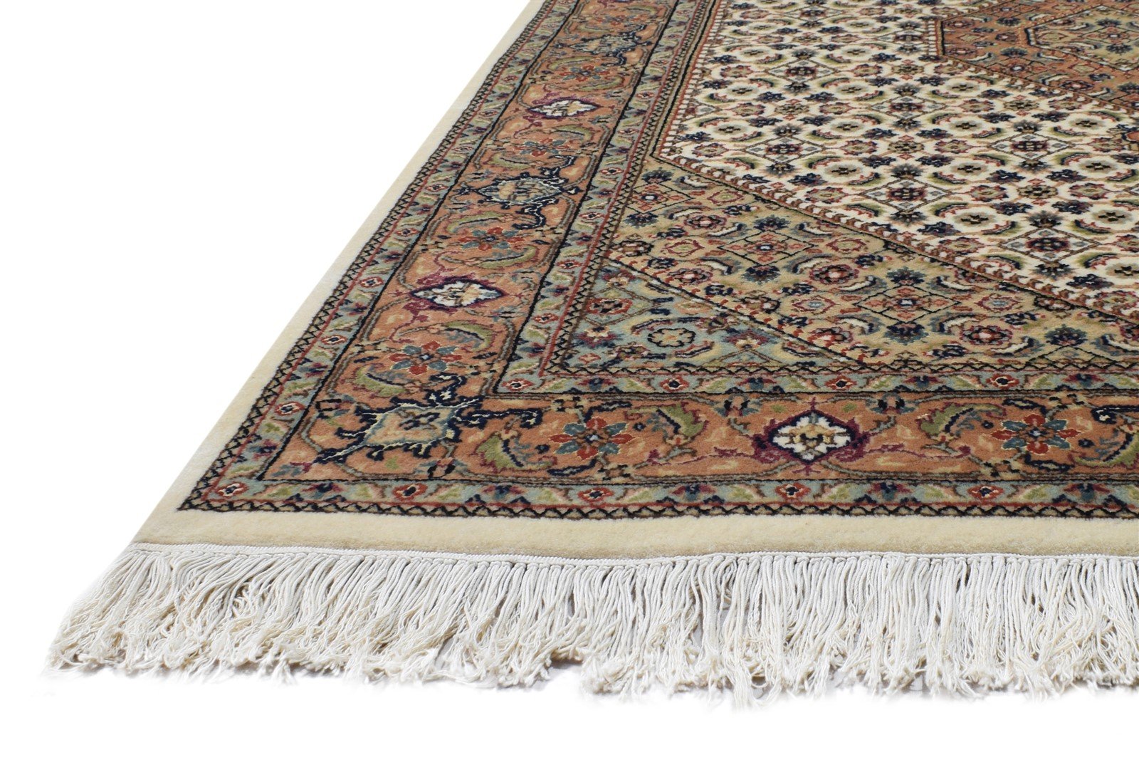 Beige Wool / Silk Rug 4X6 Persien Hand Knotted Kashan Oriental Room Size Carpet   7865129271445