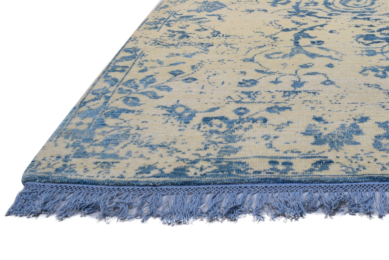 Beige Wool / Silk Rug 5X8 Modern Hand Knotted French Floral Room Size Carpet   7864312955029