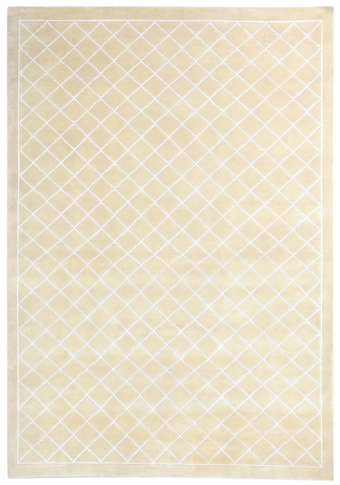 Beige Wool / Silk Rug 6X9 Modern Hand Knotted Moroccan Diamond Room Size Carpet   7864580145301