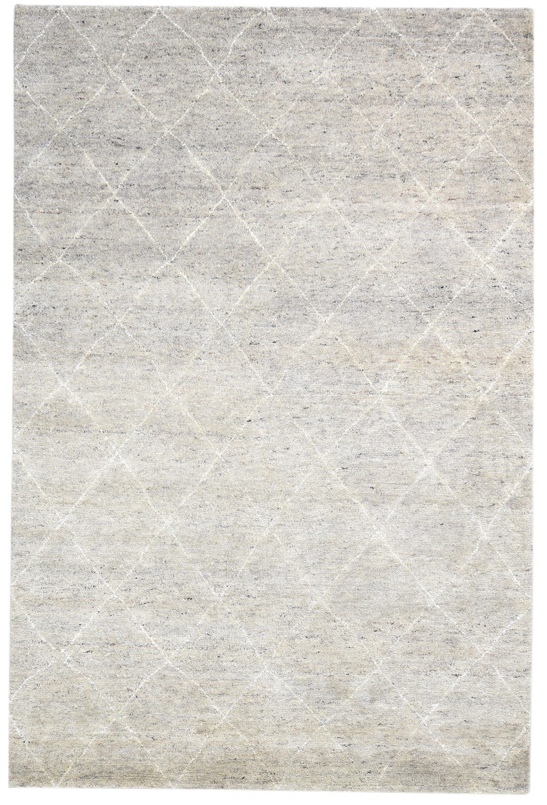 Beige Wool / Silk Rug 6X9 Modern Hand Knotted Moroccan Diamond Room Size Carpet   7864102191253
