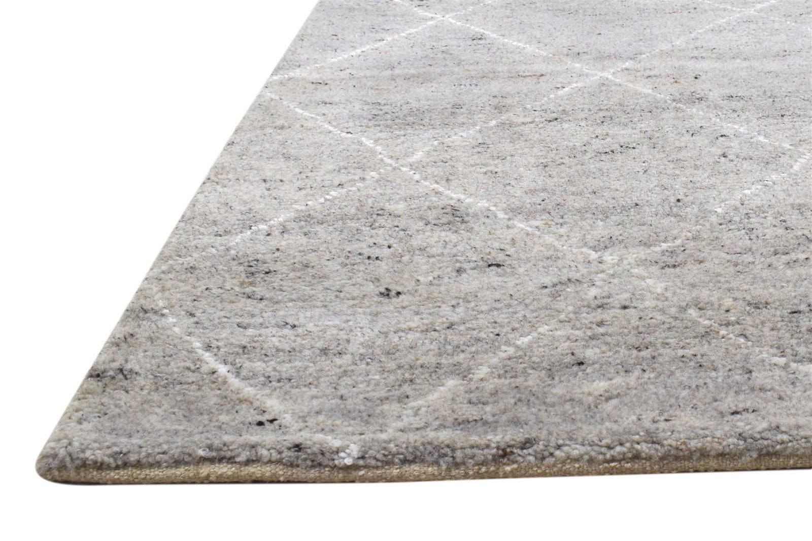 Beige Wool / Silk Rug 6X9 Modern Hand Knotted Moroccan Diamond Room Size Carpet   7864102191253