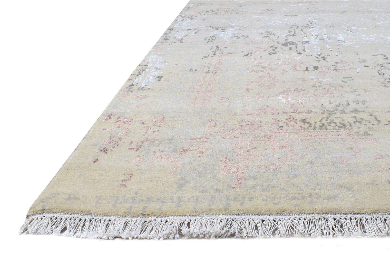 Beige Wool / Silk Rug 6X9 Modern Hand Knotted Oriental Abstract Room Size   7864618877077