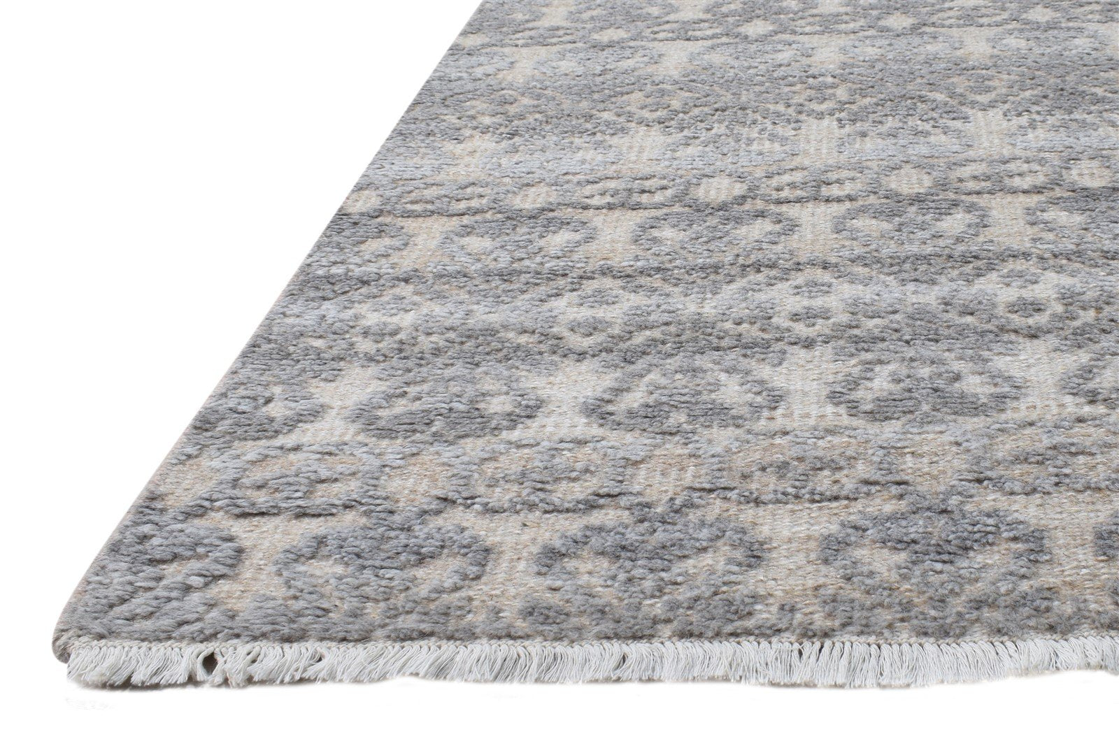 Beige Wool Silk Rug 6X9 Modern Hand Knotted Scandinavian Trellis Room Size   7864626380949