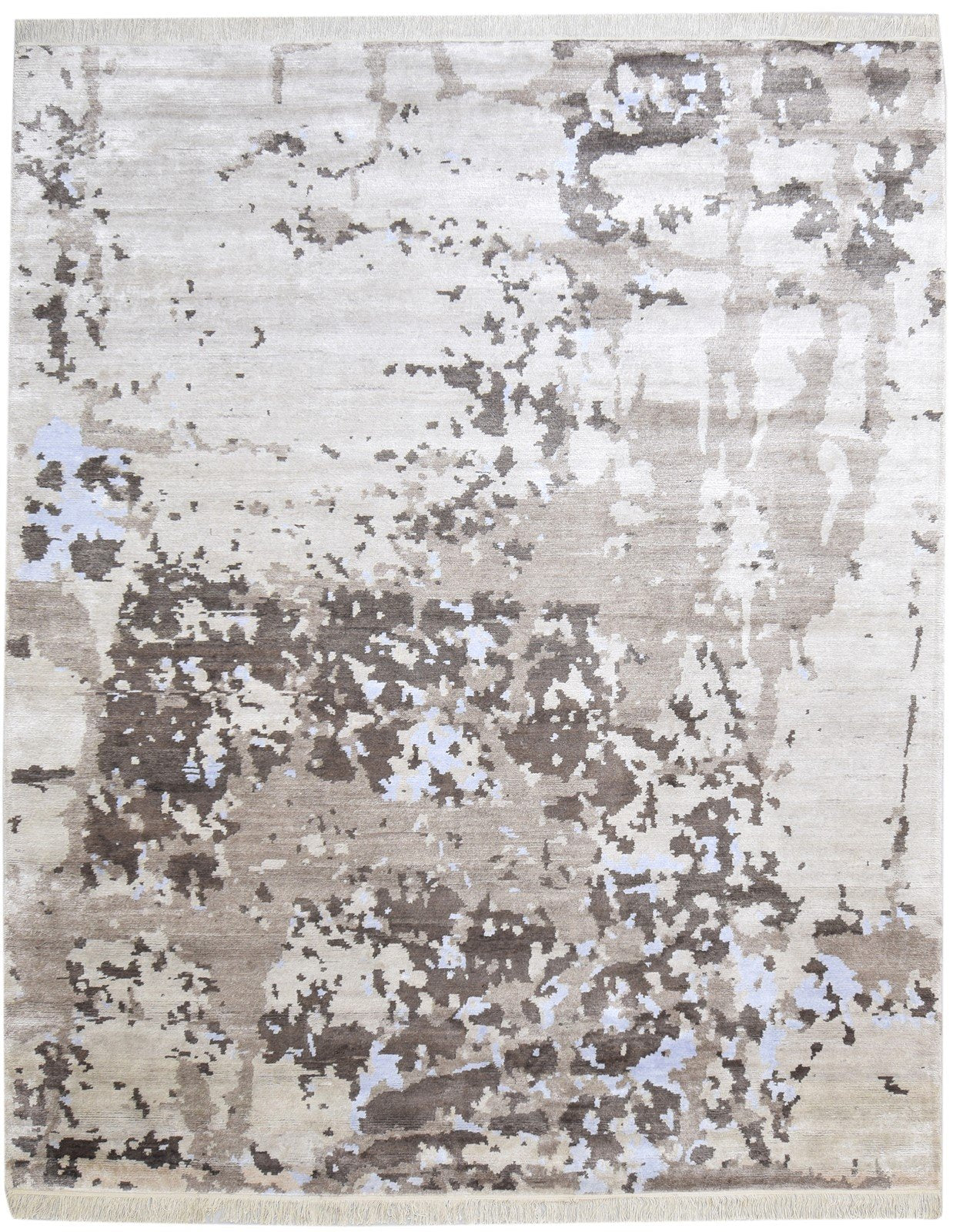 Beige Wool / Silk Rug 8' X 10' Modern Hand Knotted Indian Abstract Large Carpet   7864402149525