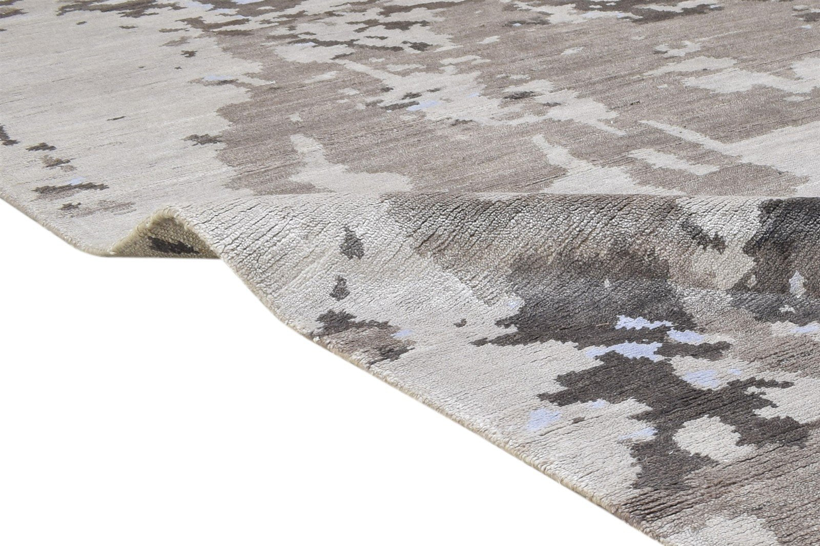 Beige Wool / Silk Rug 8' X 10' Modern Hand Knotted Indian Abstract Large Carpet   7864402149525