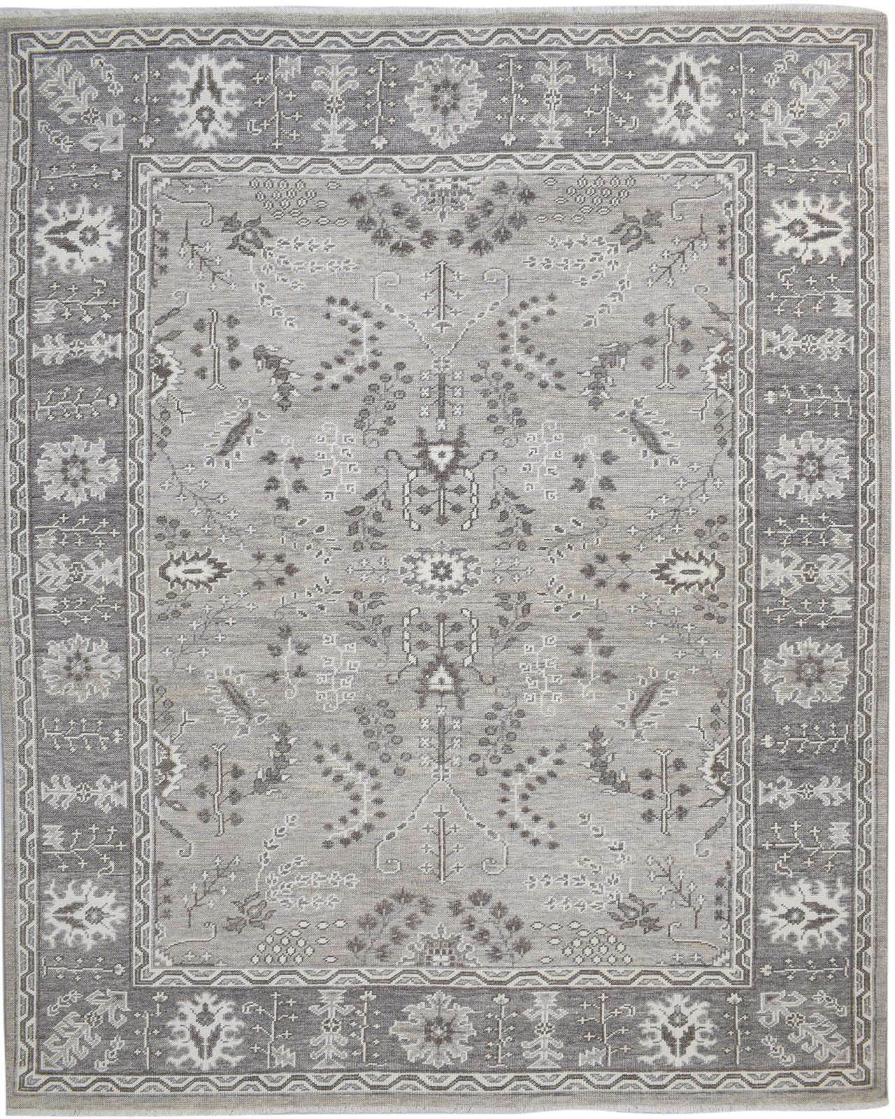 Beige Wool Silk Rug 8X10 Persian Hand Knotted Sarouk-Indian Oriental Large   7864082563221