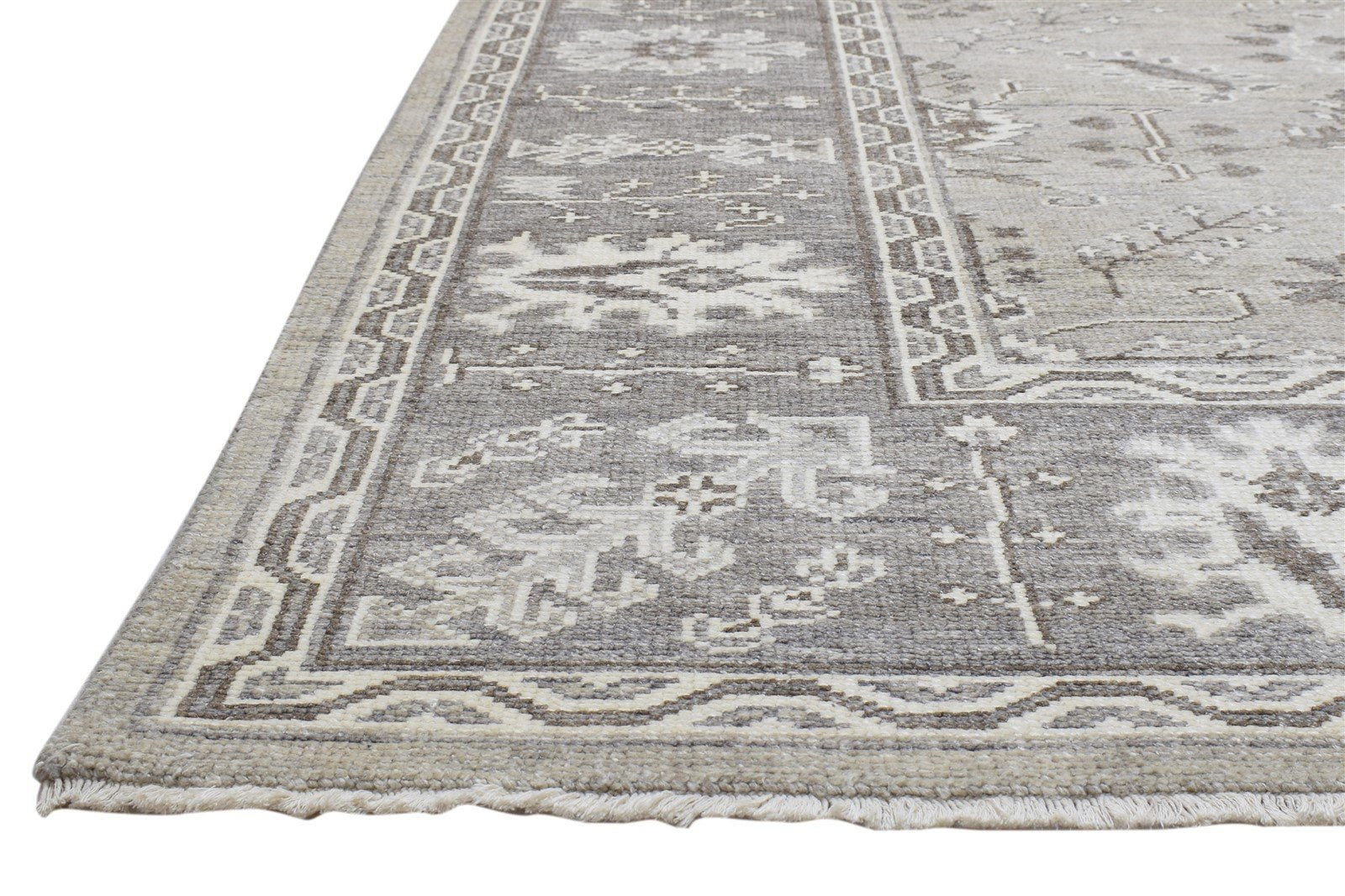 Beige Wool Silk Rug 8X10 Persian Hand Knotted Sarouk-Indian Oriental Large   7864082563221