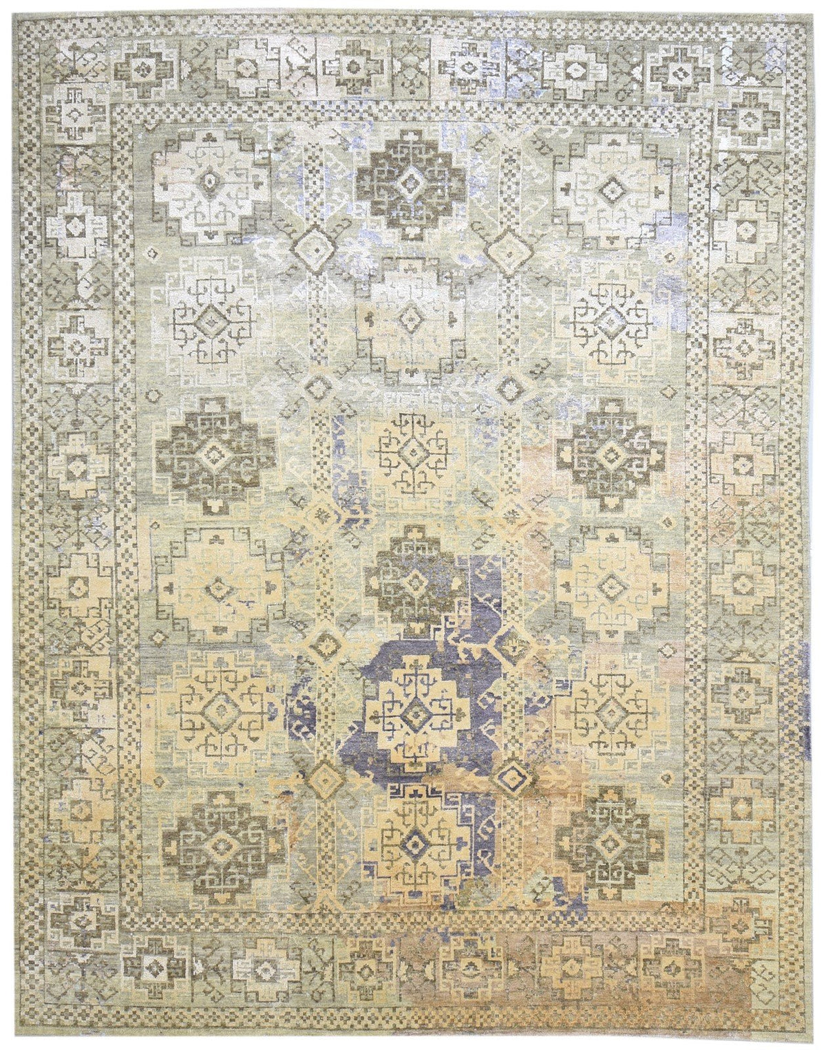 8X10 Rug Wool / Silk Sage Persien Hand Knotted Bokhara Oriental Large