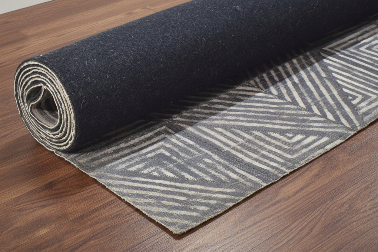 Bette-Ann Leather Handmade Charcoal Diamonds Rug | Modern Geometric Patchwork Cowhide Area Rug   9057384038549