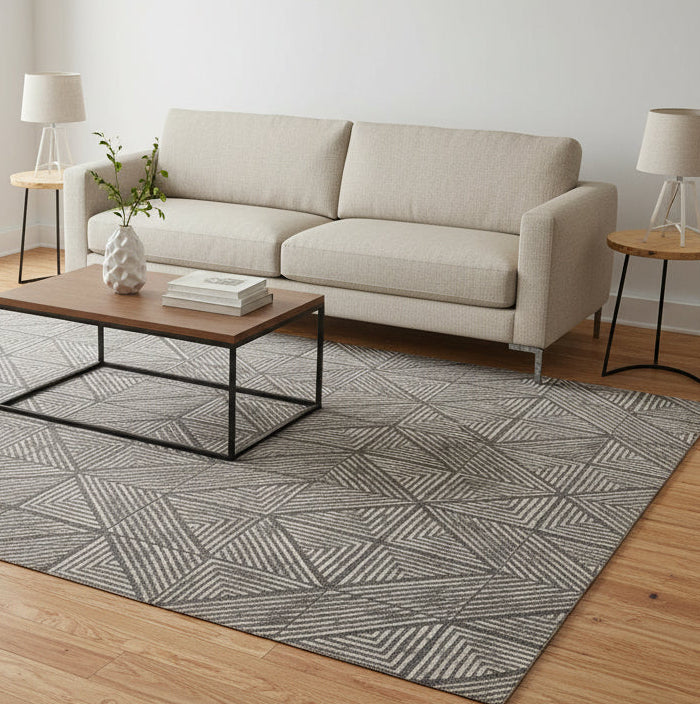 Bette-Ann Leather Handmade Charcoal Diamonds Rug | Modern Geometric Patchwork Cowhide Area Rug   9057384038549