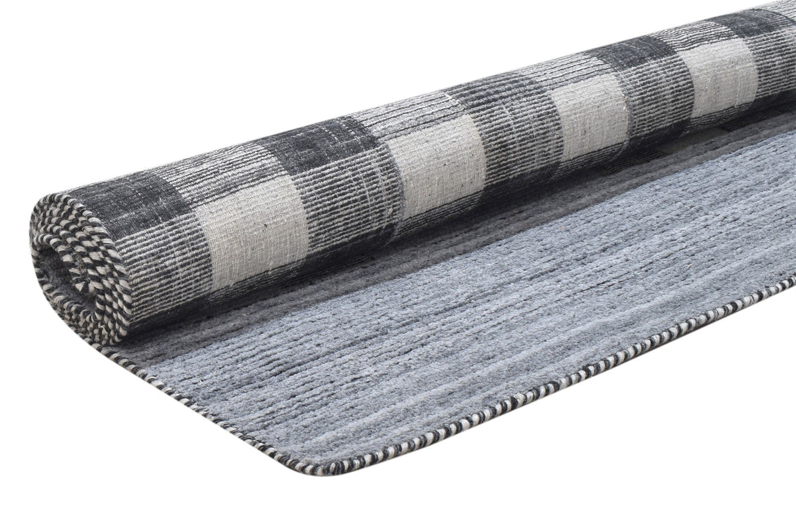 Black Pet Yarn Rug 5' X 8' Modern Handloom Scandinavian Plaids Room Size Carpet   7864232116373
