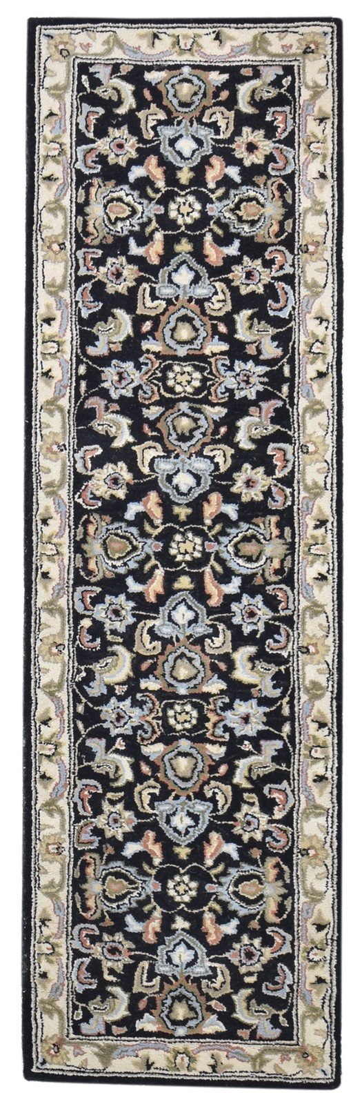 Black Wool Rug 2'6 X 8' Persian Hand Tufted Kashan Oriental Small Runner   7864851169429