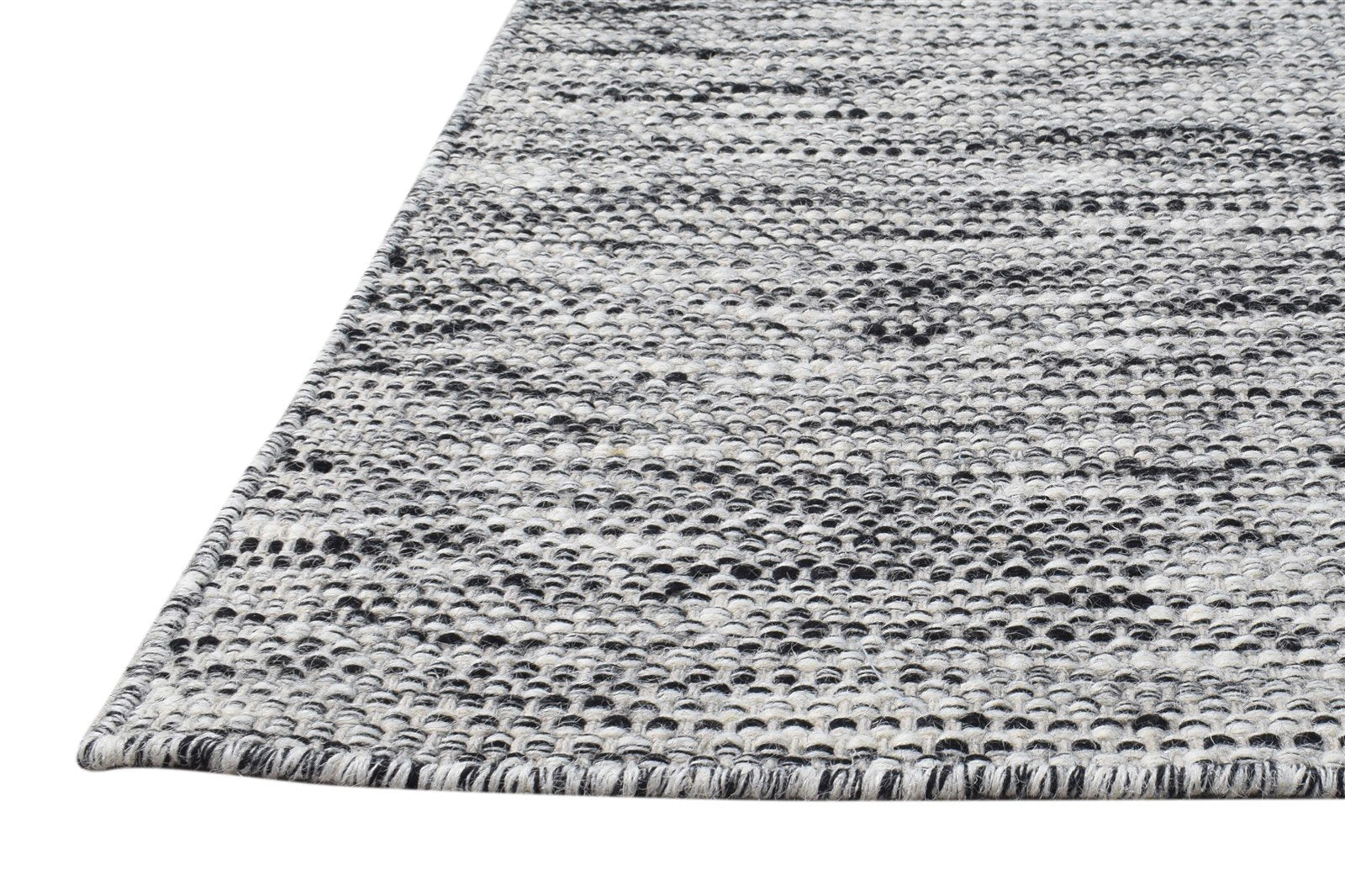 Black Wool Rug 2' X 3' Modern Dhurrie Scandinavian Solid Small Carpet   7865137266837