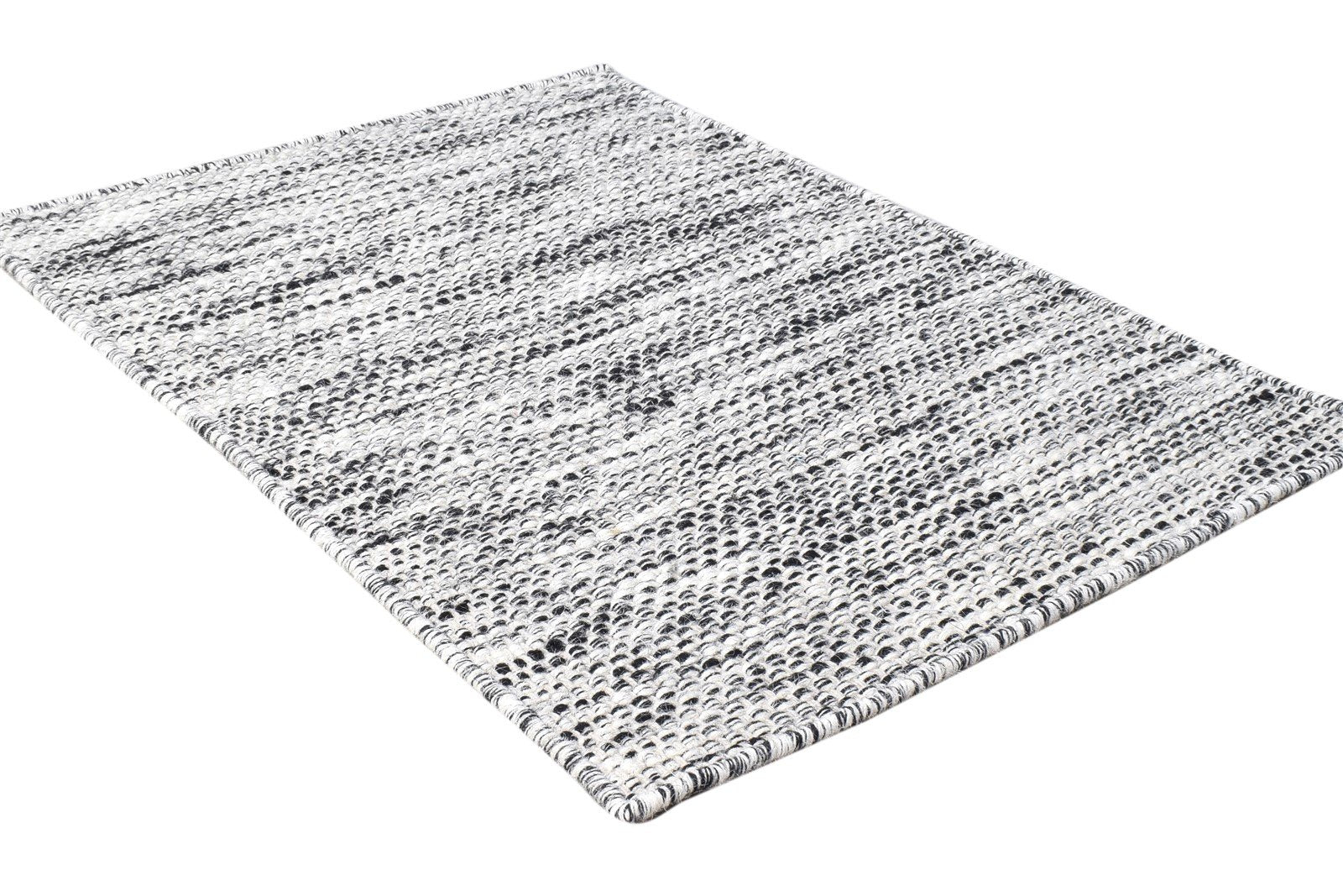 Rozalin Black Wool Rug 2' X 3' Modern Dhurrie Scandinavian Solid   7865137266837