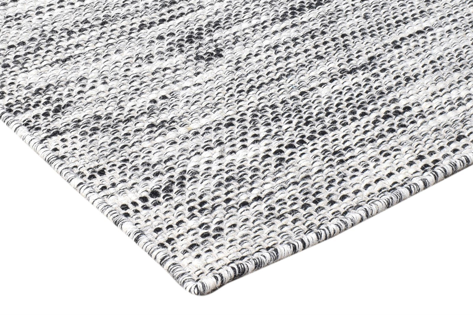 Rozalin Black Wool Rug 2' X 3' Modern Dhurrie Scandinavian Solid   7865137266837