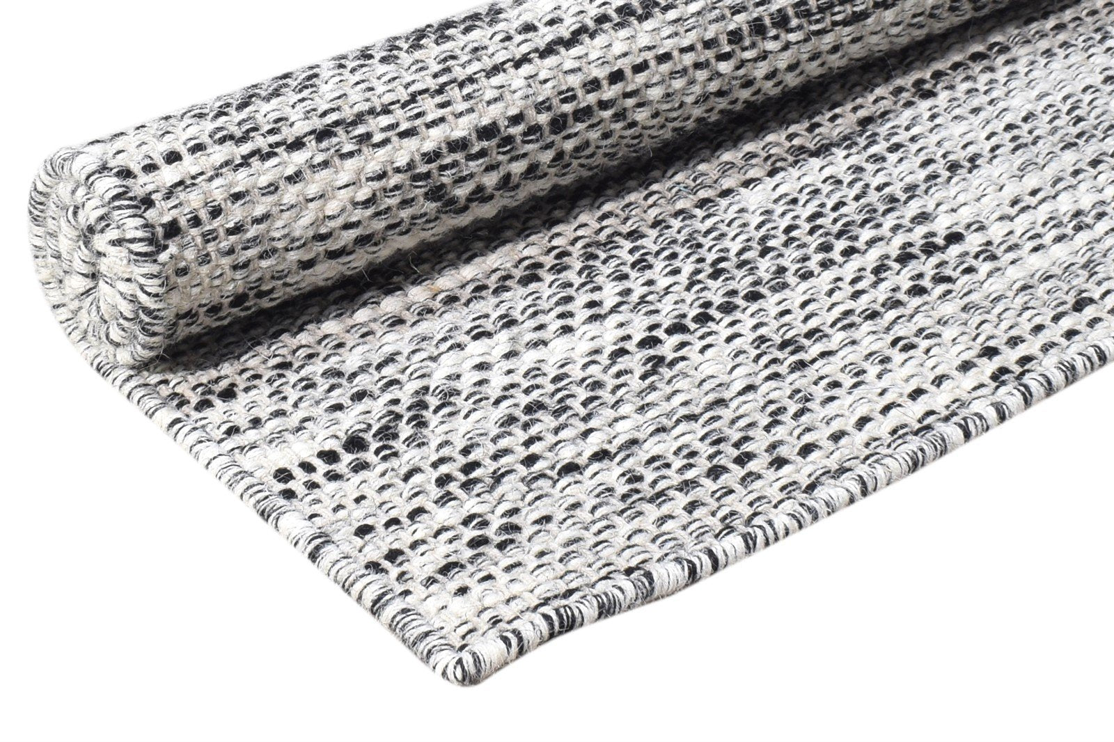 Rozalin Black Wool Rug 2' X 3' Modern Dhurrie Scandinavian Solid   7865137266837