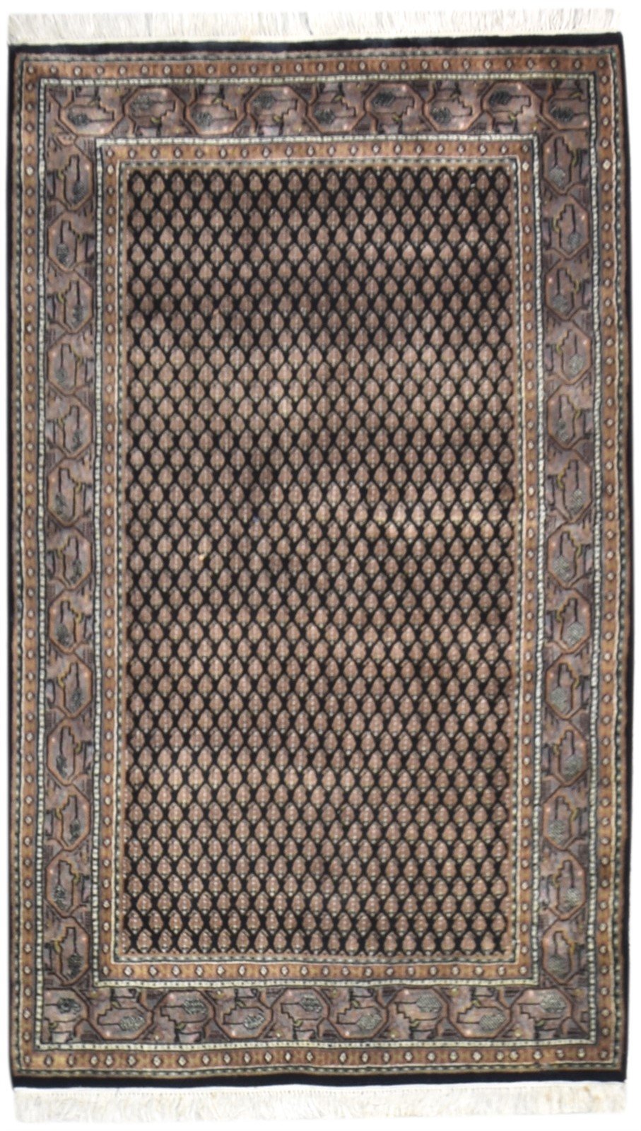 Black Wool Rug 3' X 5' Persian Hand Knotted Qum Oriental Room Size Carpet   7864677761173
