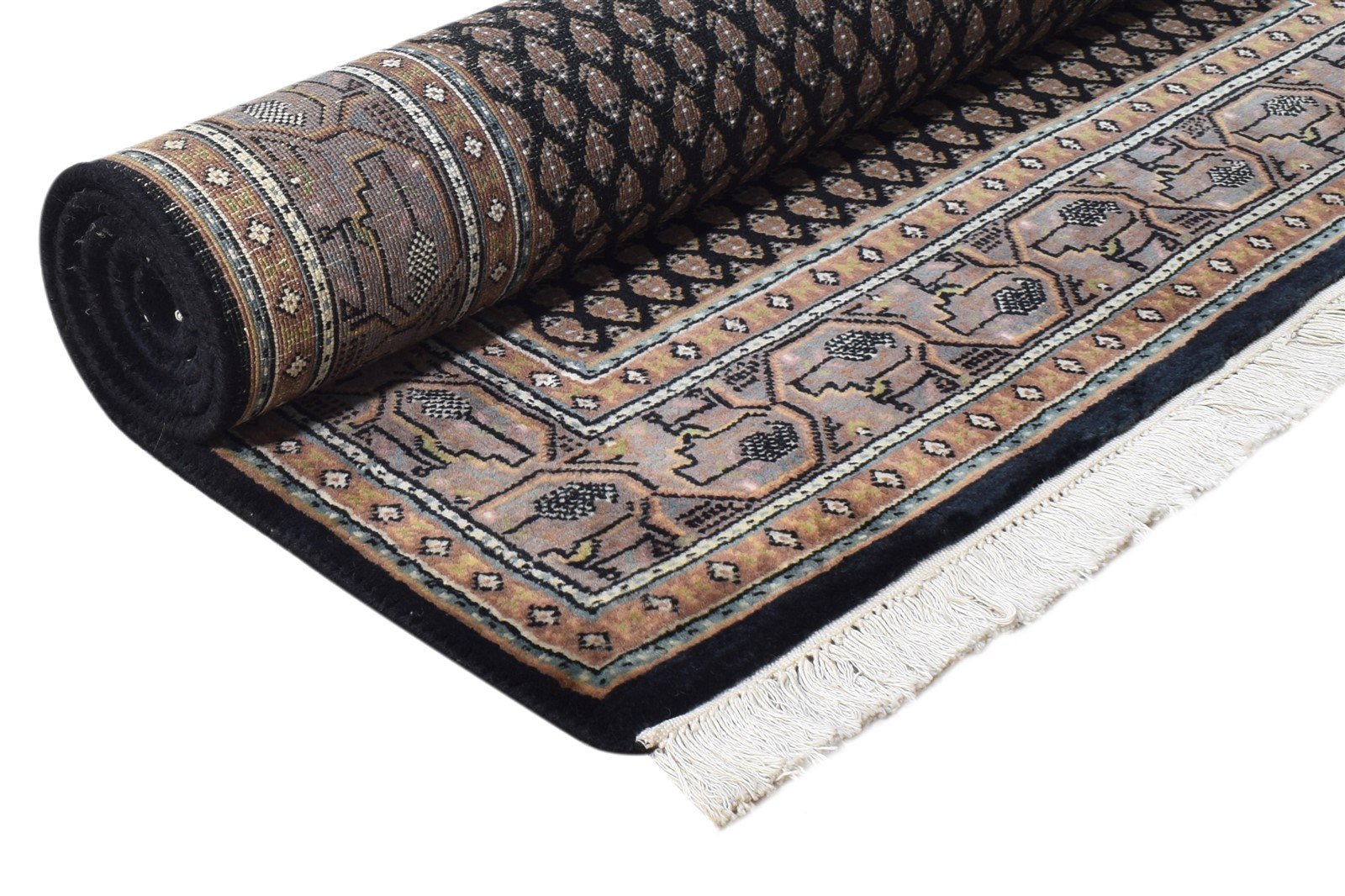 Black Wool Rug 3' X 5' Persian Hand Knotted Qum Oriental Room Size Carpet   7864677761173