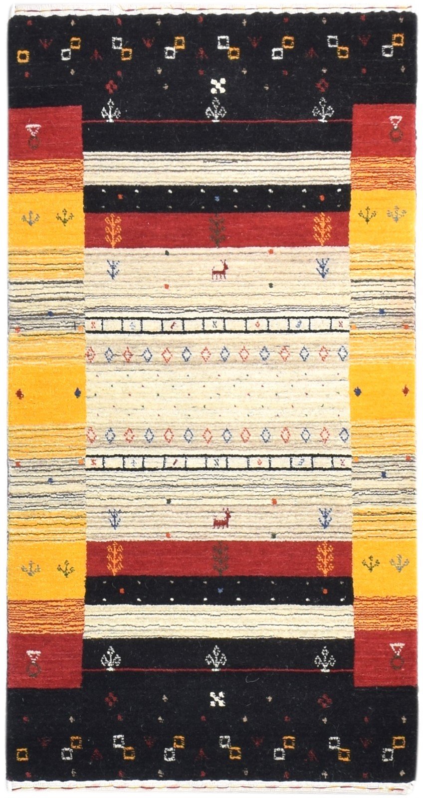 Black Wool Rug 3' X 5' Tribal Handloom Gabbeh Southwestern Small Carpet   7865138938005