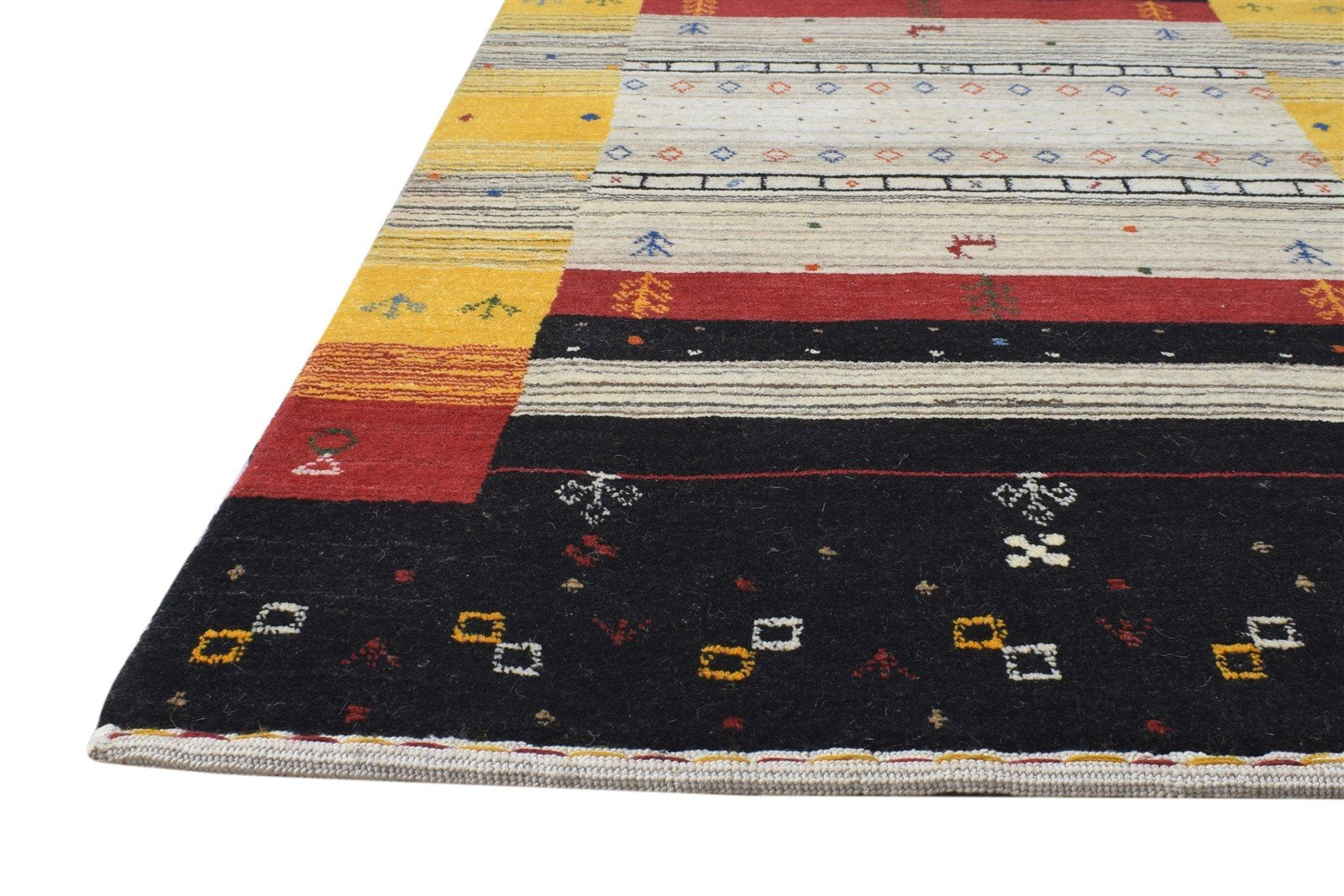 Black Wool Rug 3' X 5' Tribal Handloom Gabbeh Southwestern Small Carpet   7865138938005