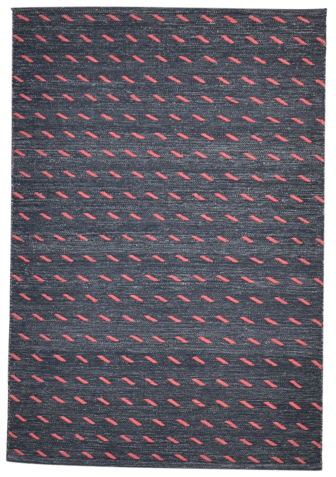 Black Wool Rug 4' X 6' Modern Dhurrie Scandinavian Abstract Room Size Carpet   7865004916885