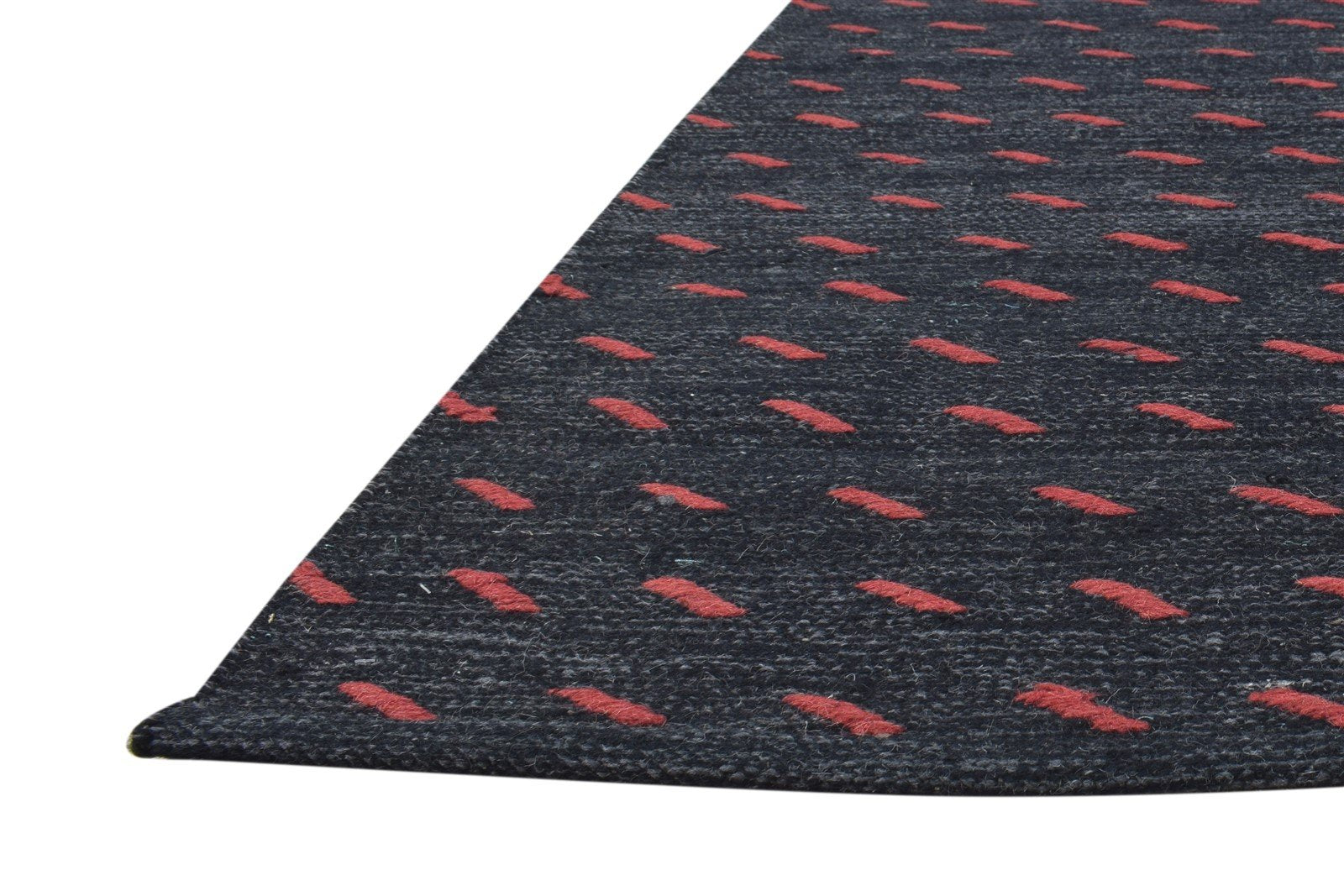 Black Wool Rug 4' X 6' Modern Dhurrie Scandinavian Abstract Room Size Carpet   7865004916885
