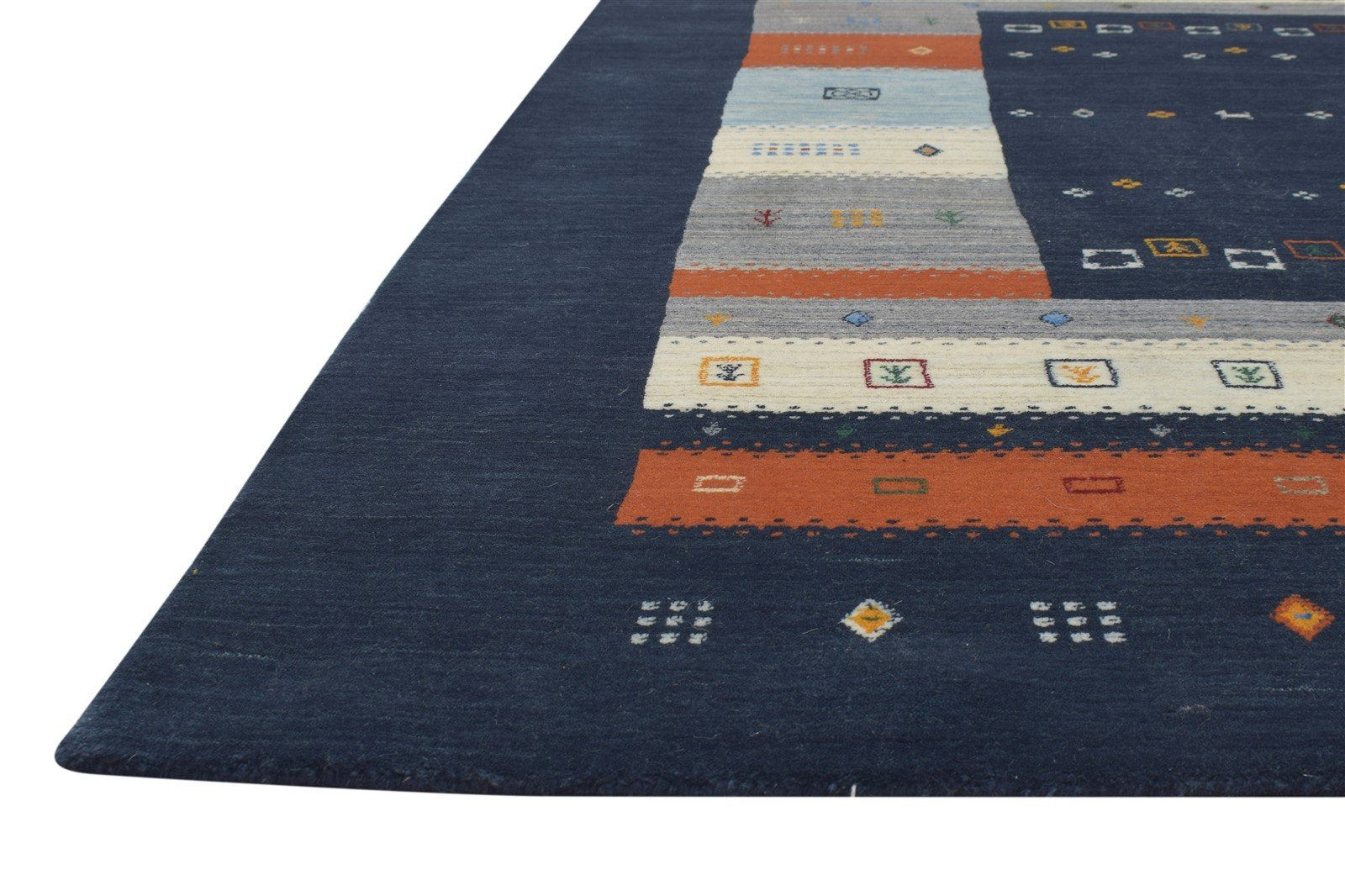 Elinore Black Wool Rug 5' X 7' Persian Hand Woven Gabbeh Southwestern   7864180572309