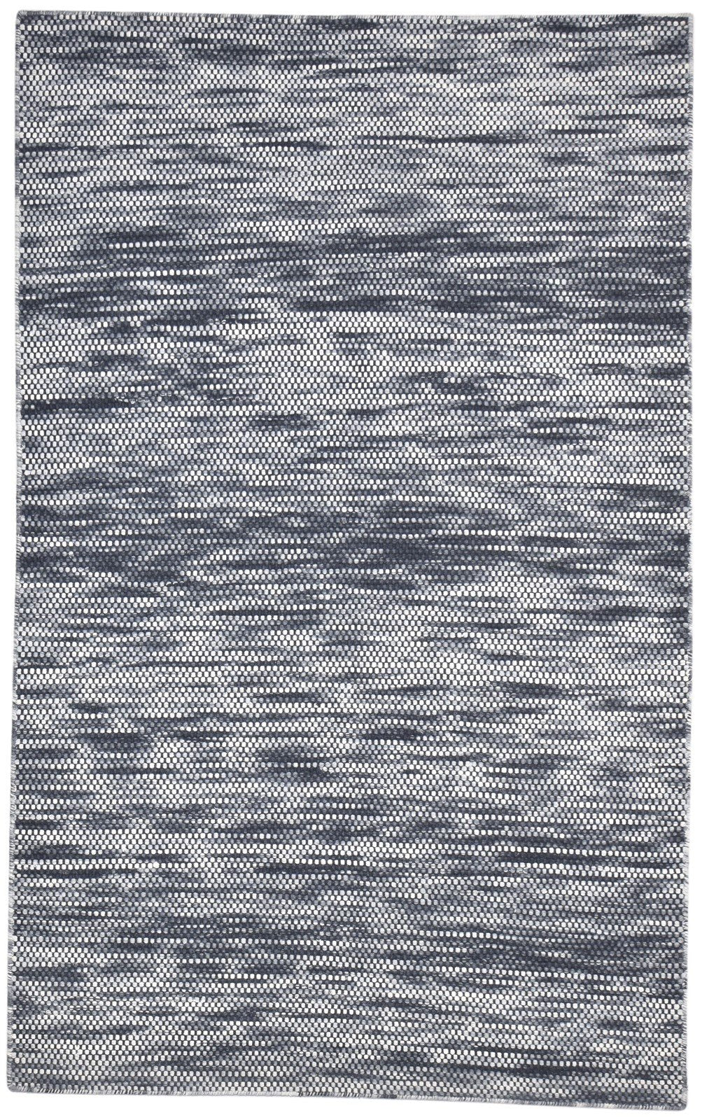 Black Wool Rug 5' X 8' Modern Dhurrie Scandinavian Striped Room Size Carpet   7864150786197