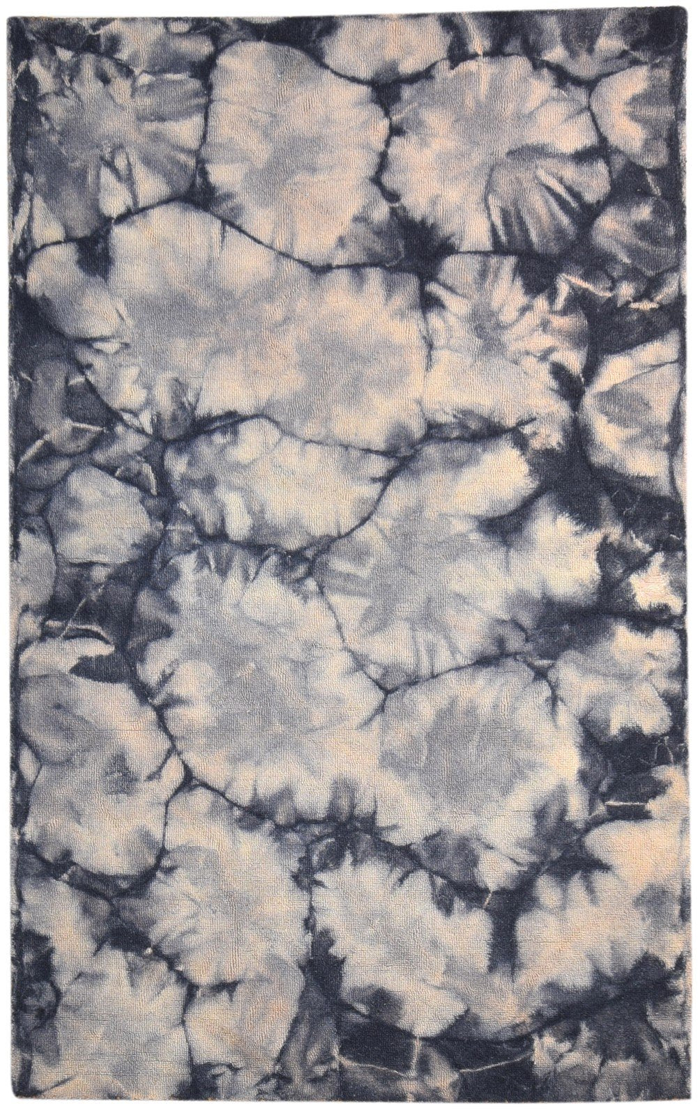 Jori Black Wool Rug 5' X 8' Modern Hand Tufted Shibori Tie Dye   7865202475157