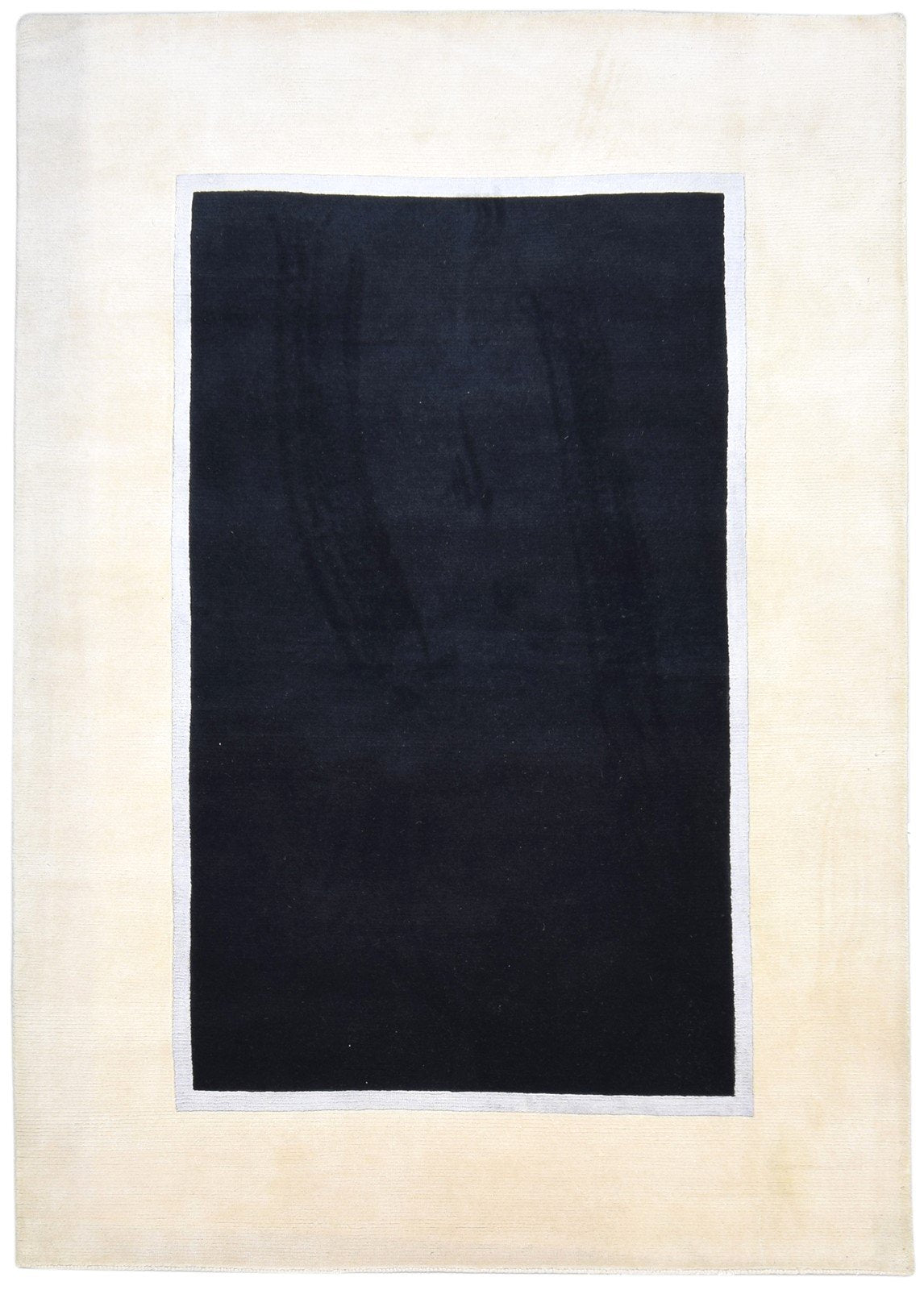 Black Wool Rug 6X8 Modern Hand Knotted Scandinavian Bordered Room Size Carpet   7864896716949