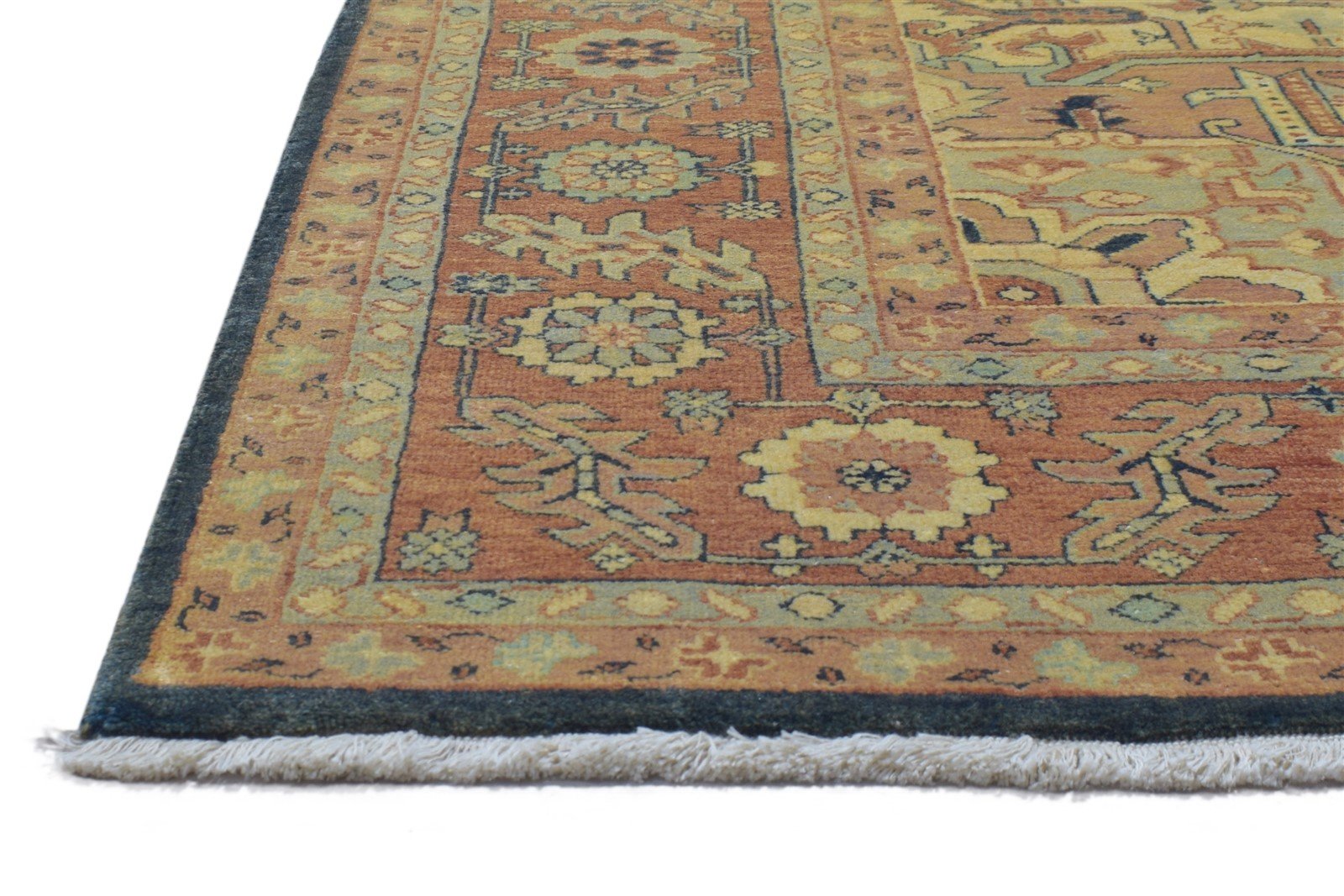 Black Wool Rug 8' X 11' Persian Hand Knotted Heriz-Indian Oriental Large Carpet   7864207966357