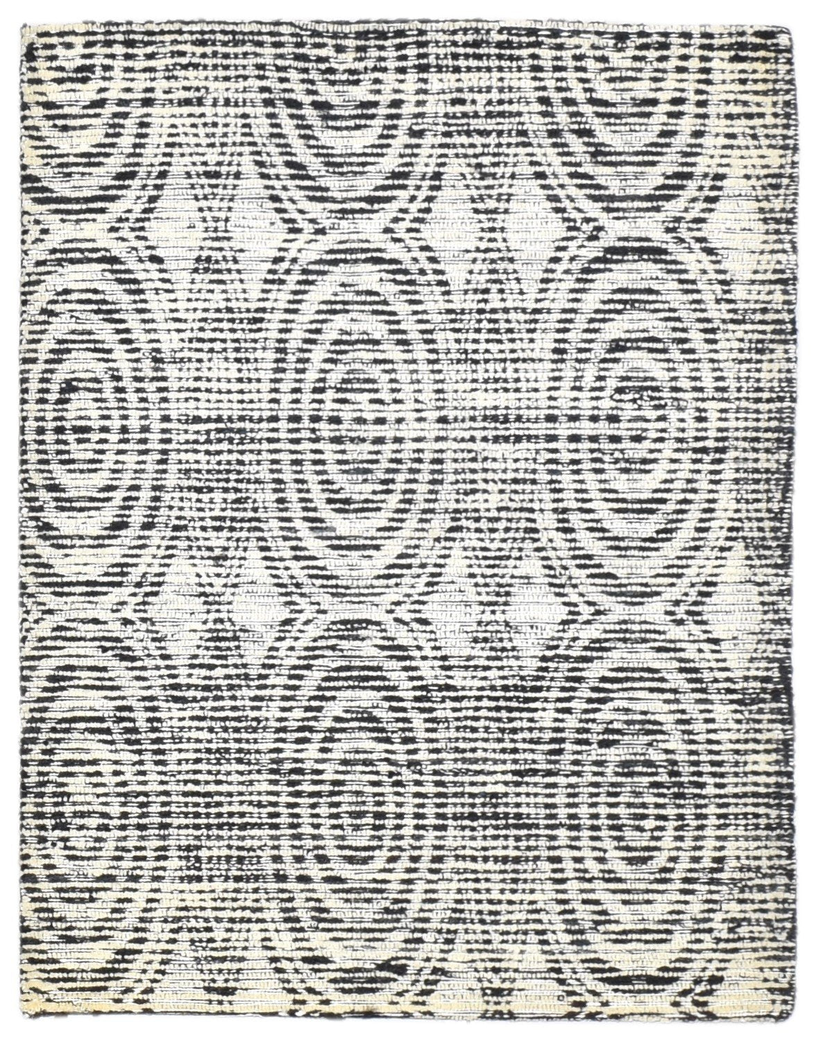 Black Wool / Silk Rug 3X3 Modern Hand Tufted Scandinavian Circles Small Carpet   7864817516693