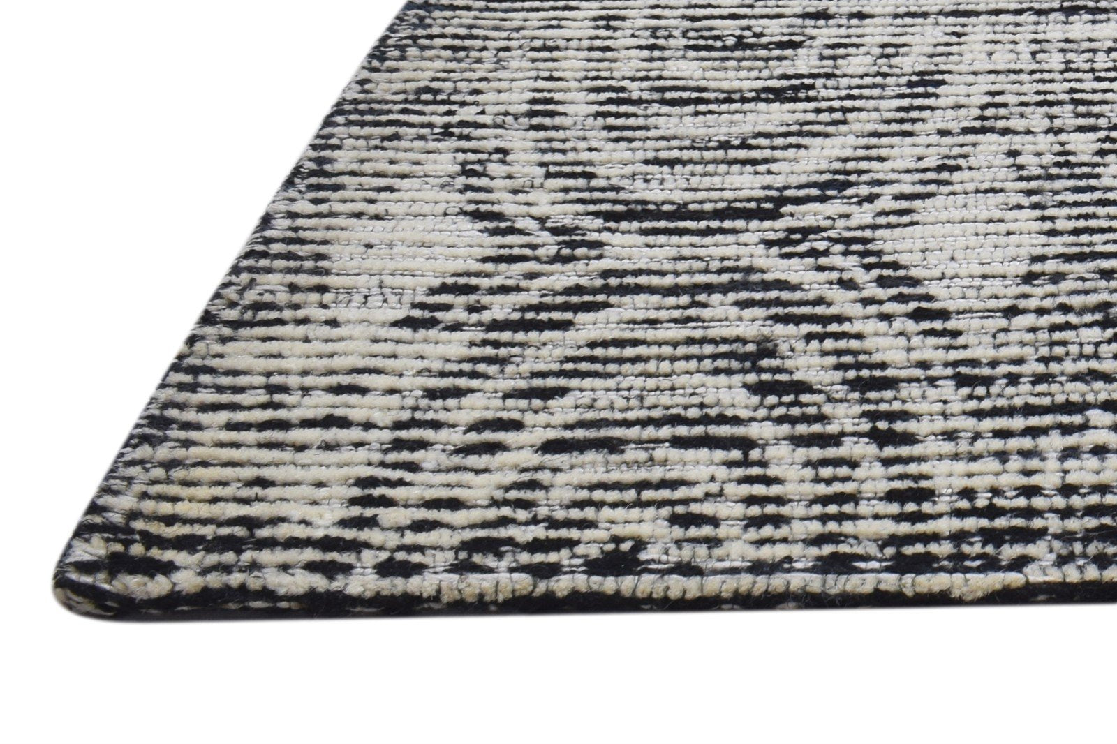 Black Wool / Silk Rug 3X3 Modern Hand Tufted Scandinavian Circles Small Carpet   7864817516693