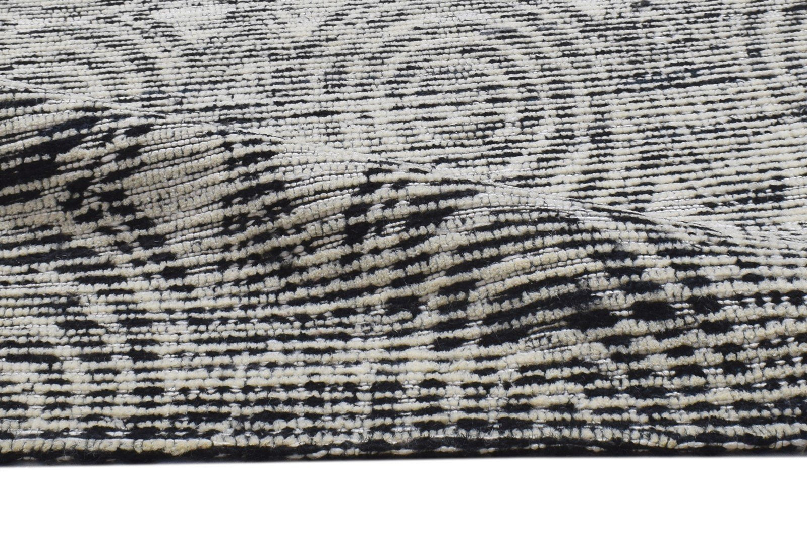 Black Wool / Silk Rug 3X3 Modern Hand Tufted Scandinavian Circles Small Carpet   7864817516693