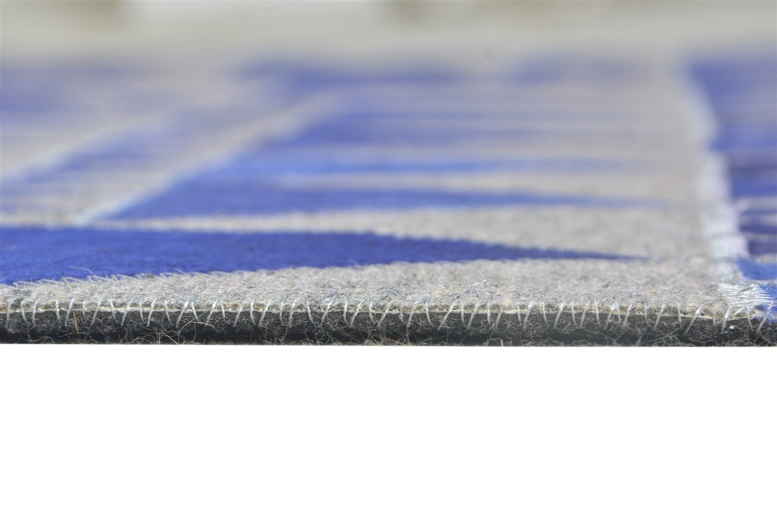 Blue Leather / Cotton Rug 5X8 Modern Hand Woven Scandinavian Triangles Room Size   7864947802261