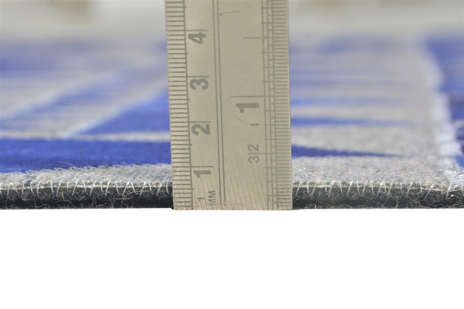 Blue Leather / Cotton Rug 5X8 Modern Hand Woven Scandinavian Triangles Room Size   7864947802261