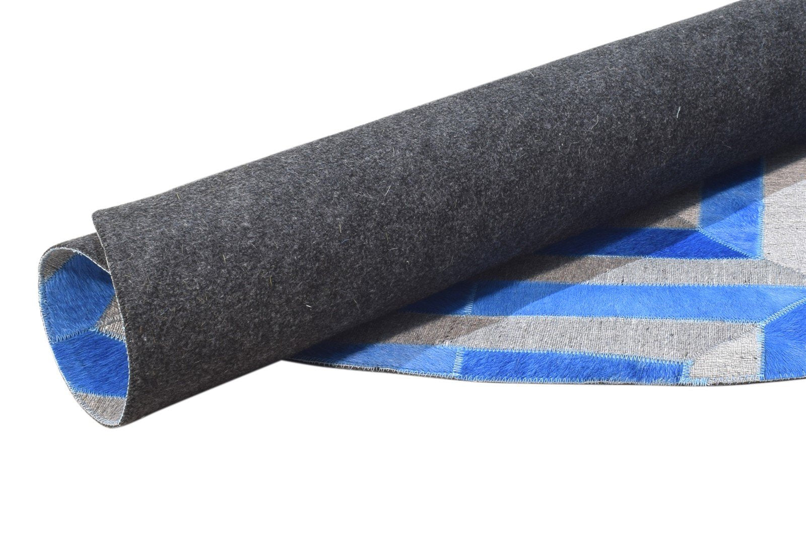 Blue Leather / Cotton Rug 6X6 Modern Hand Woven Moroccan Diamond Room Size Round   7864864080021