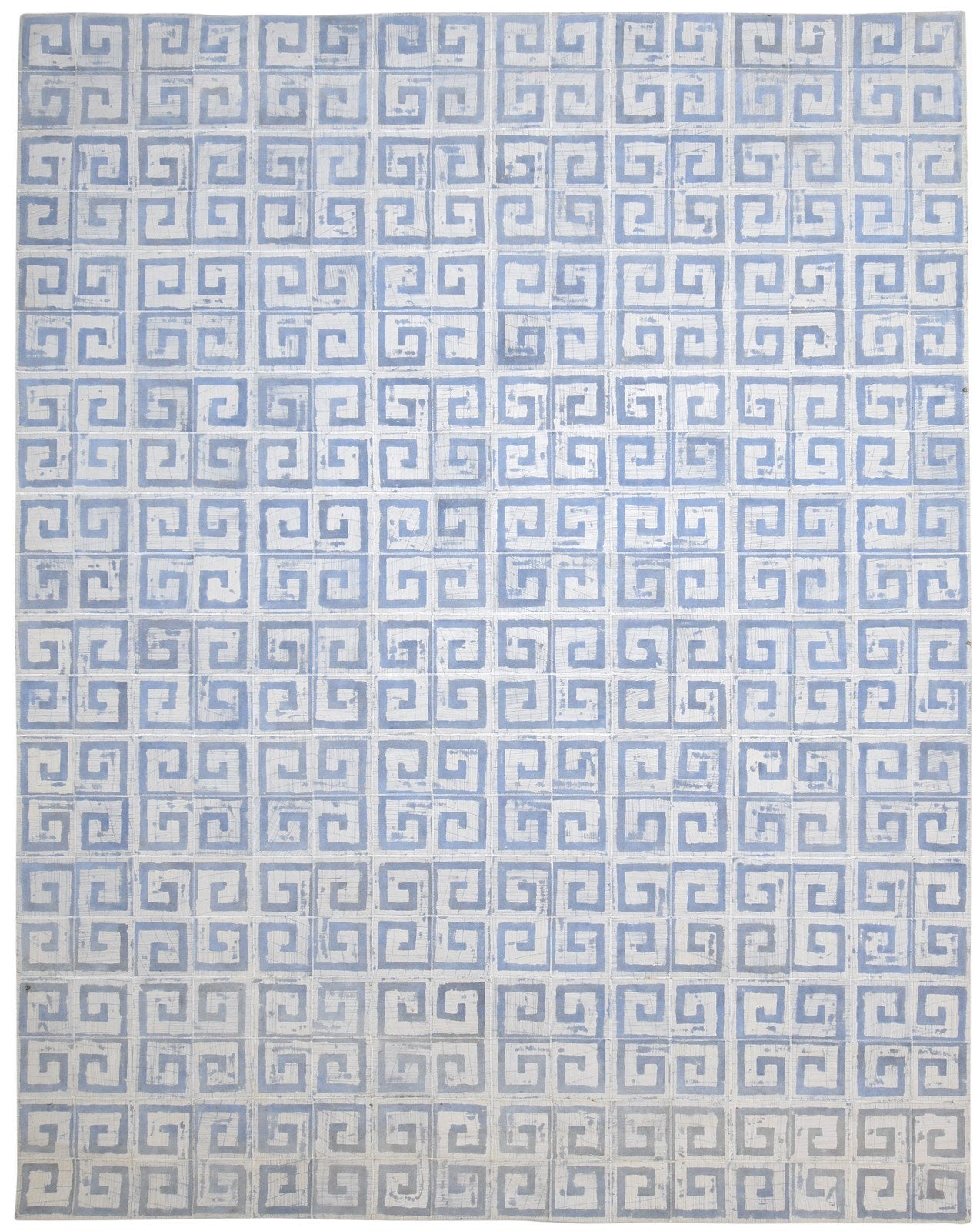 Blue Leather / Cotton Rug 8X10 Modern Hand Woven Moroccan Geometric Large Carpet   7864783175829