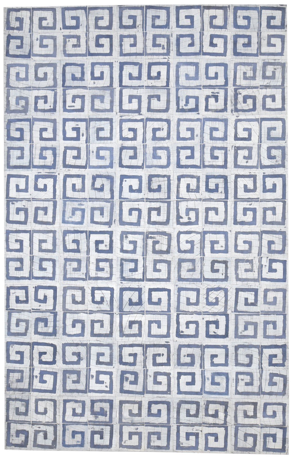 Blue Leather Rug 5' X 8' Modern Hand Woven Moroccan Geometric Room Size Carpet   7864784093333