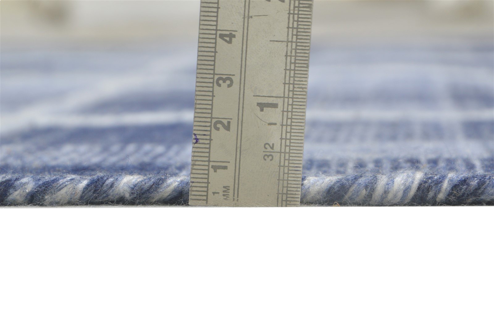 Blue Pet Yarn Rug 5' X 7' Modern Handloom Scandinavian Plaids Room Size Carpet   7864230412437