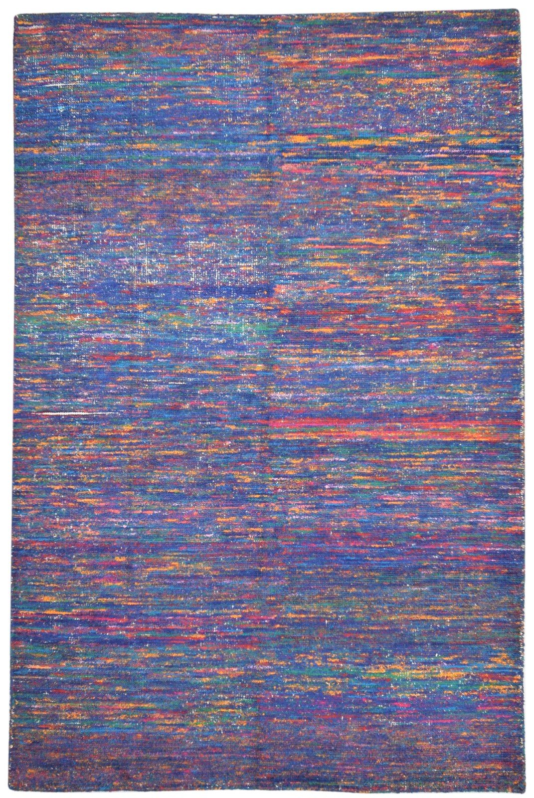 Blue Rayon From Bamboo Rug 6X10 Modern Hand Woven Bohemian Abstract Large Carpet   7864815485077