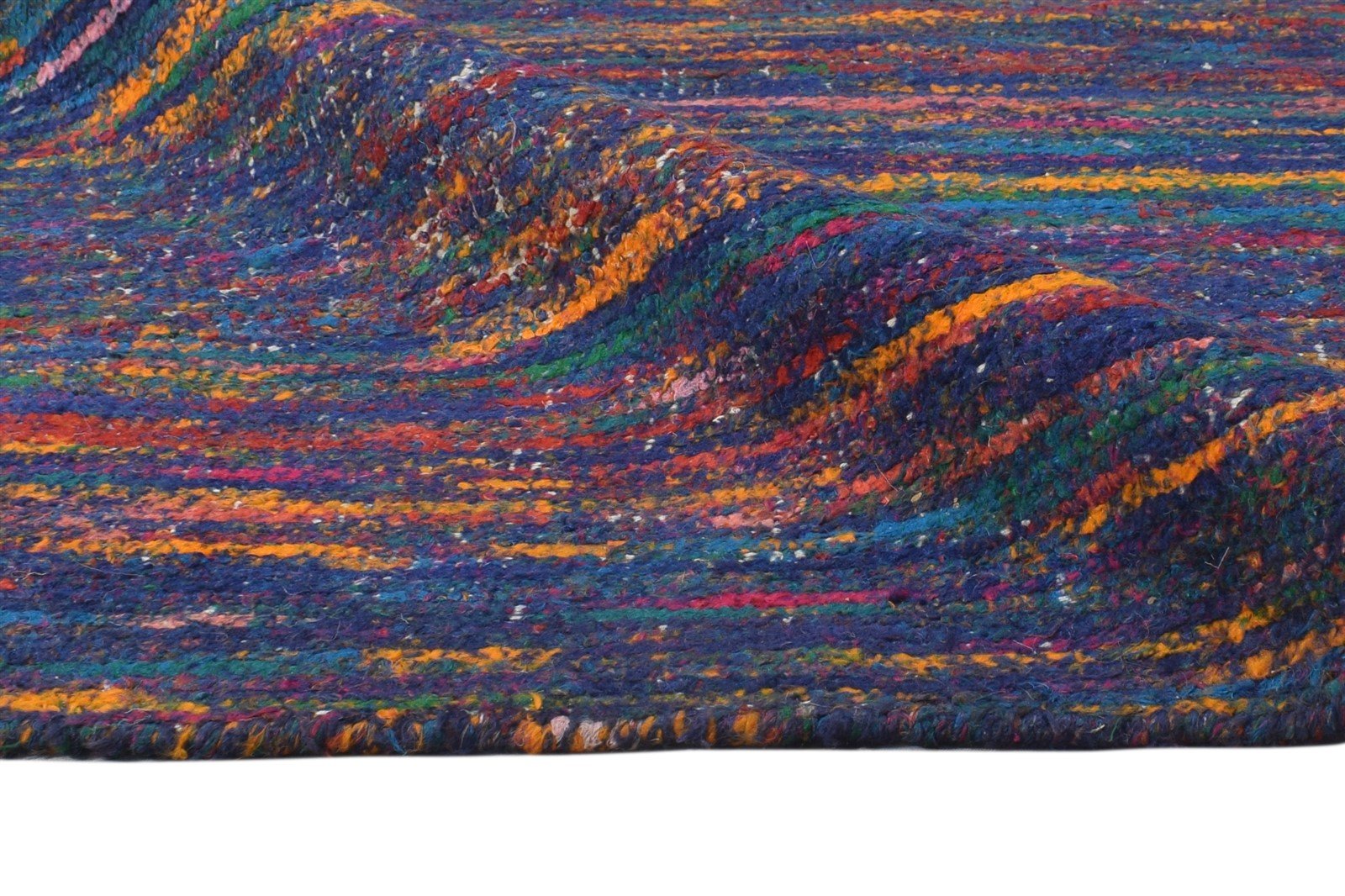 Blue Rayon From Bamboo Rug 6X10 Modern Hand Woven Bohemian Abstract Large Carpet   7864815485077