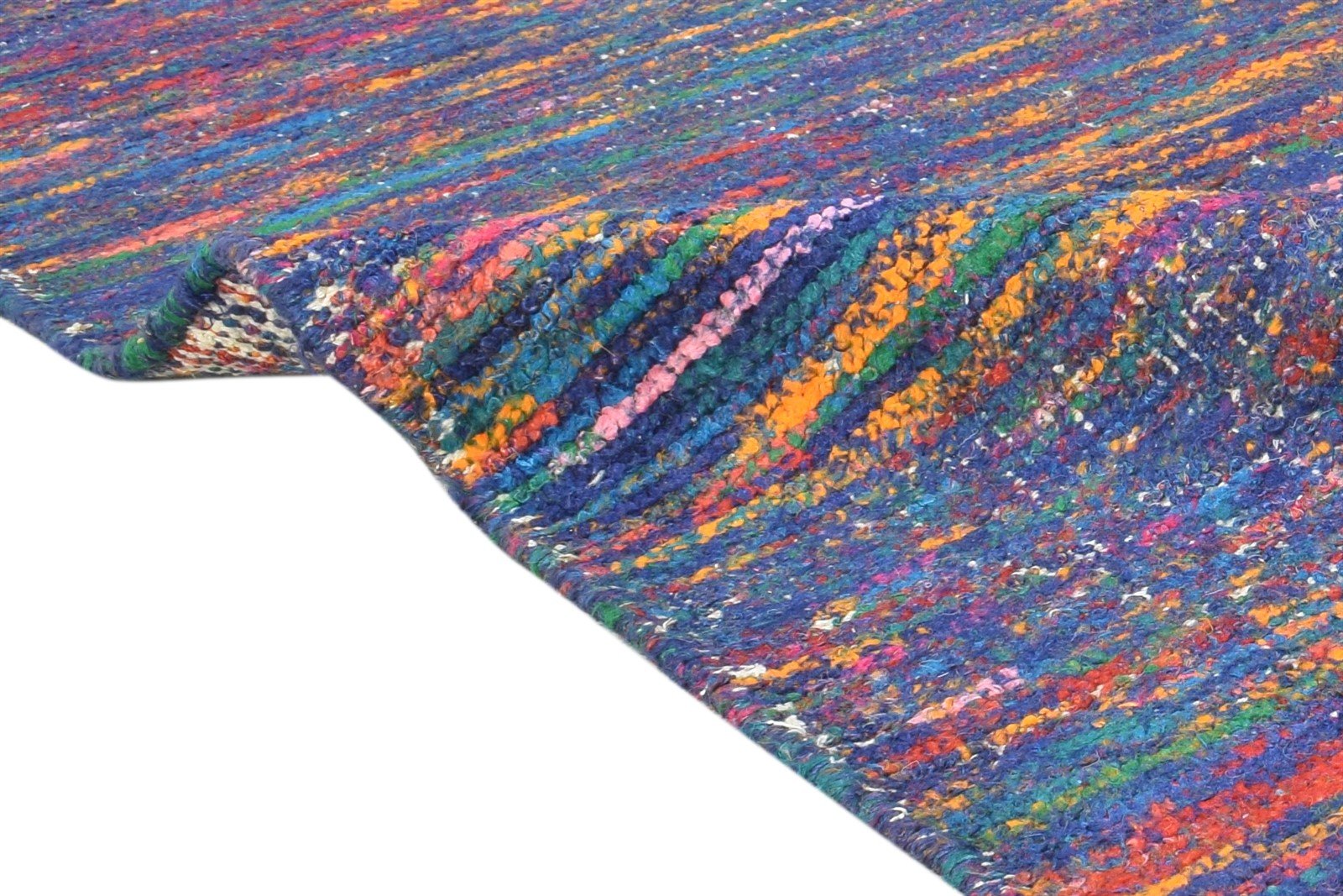 Blue Rayon From Bamboo Rug 6X10 Modern Hand Woven Bohemian Abstract Large Carpet   7864815485077
