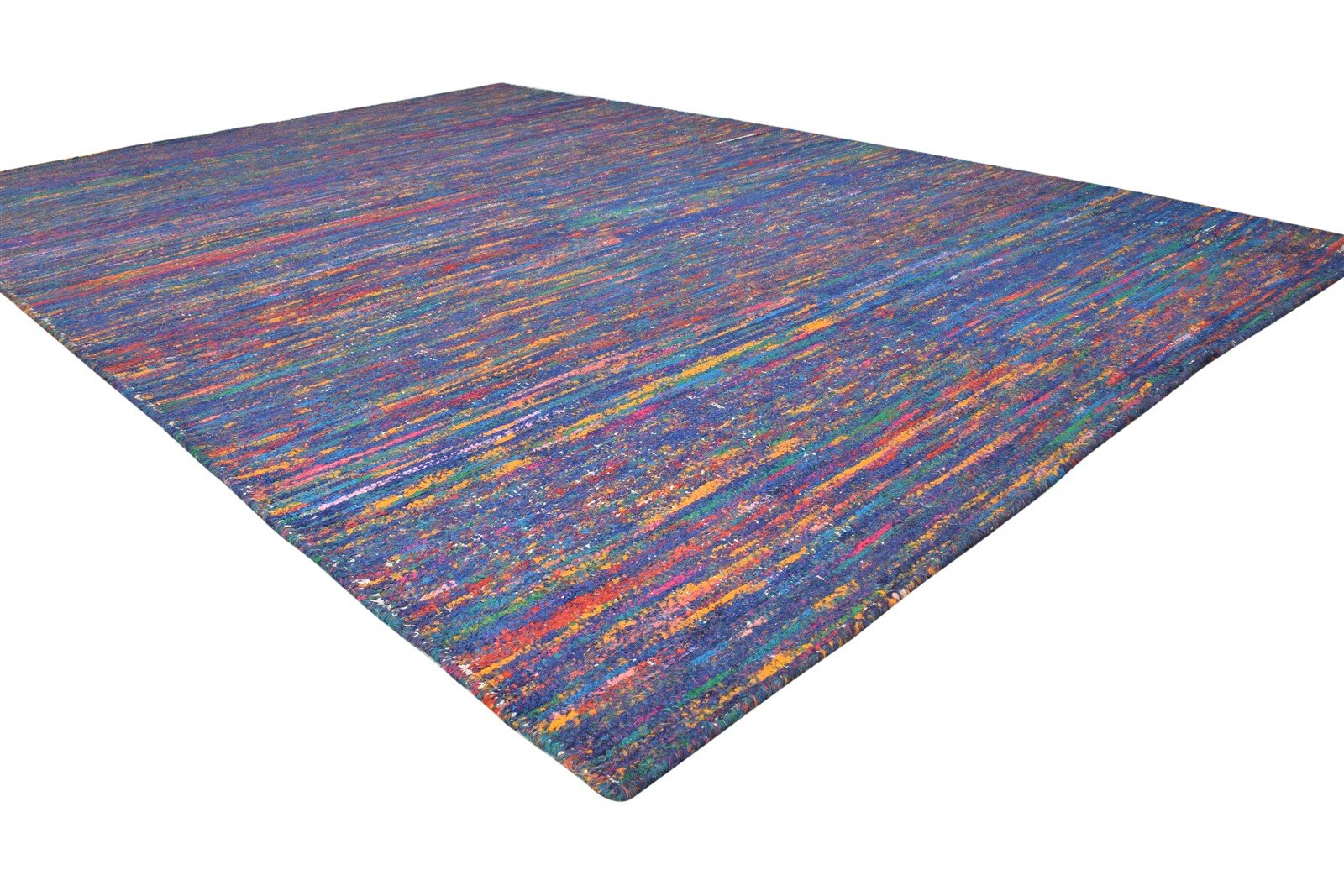 Blue Rayon From Bamboo Rug 6X10 Modern Hand Woven Bohemian Abstract Large Carpet   7864815485077