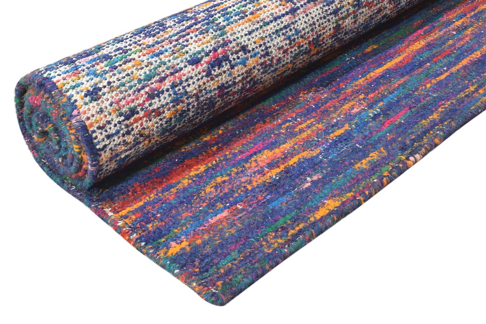 Blue Rayon From Bamboo Rug 6X10 Modern Hand Woven Bohemian Abstract Large Carpet   7864815485077